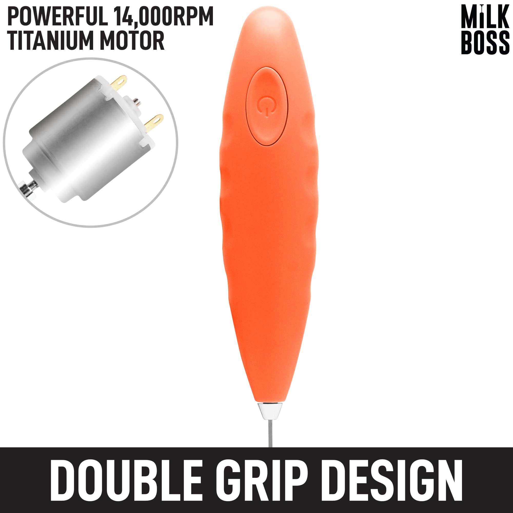Premium Electric Milk Frother for Coffee & Matcha - Handheld Drink Mixer with Comfort Grip - Battery Powered Whisk for Lattes, Cappuccinos & Smoothies - Perfect for Home, Office & Cafe Use (Peaches/Cream)