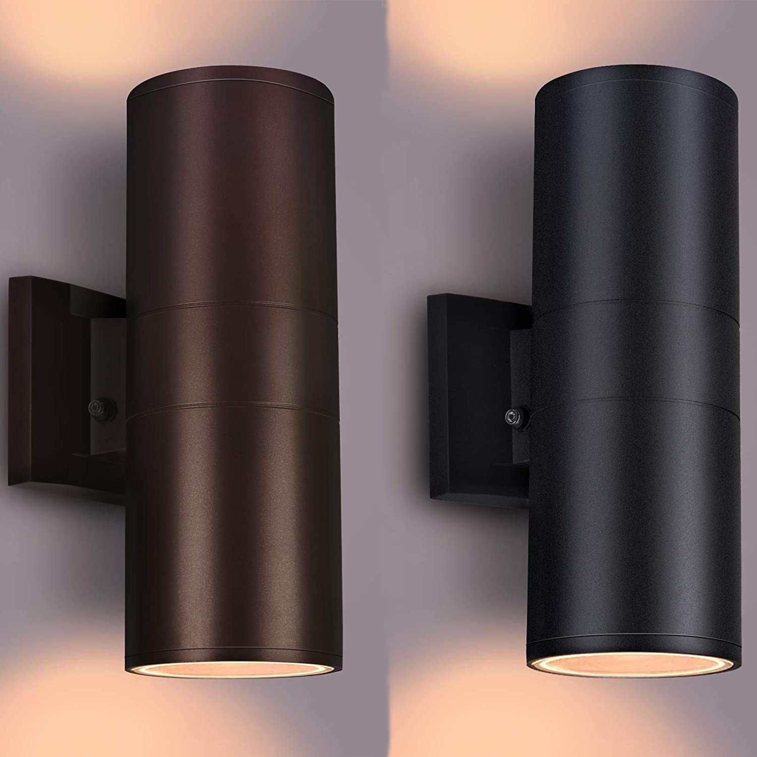 Oil Rubbed Bronze Dusk to Dawn Outdoor Wall Light Fixtures - Matte Black Exterior Lighting Bundle for House, Porch, Garage & Backyard - Weatherproof, Energy-Efficient LED Security Lights for Pathways, Entryways & Driveways