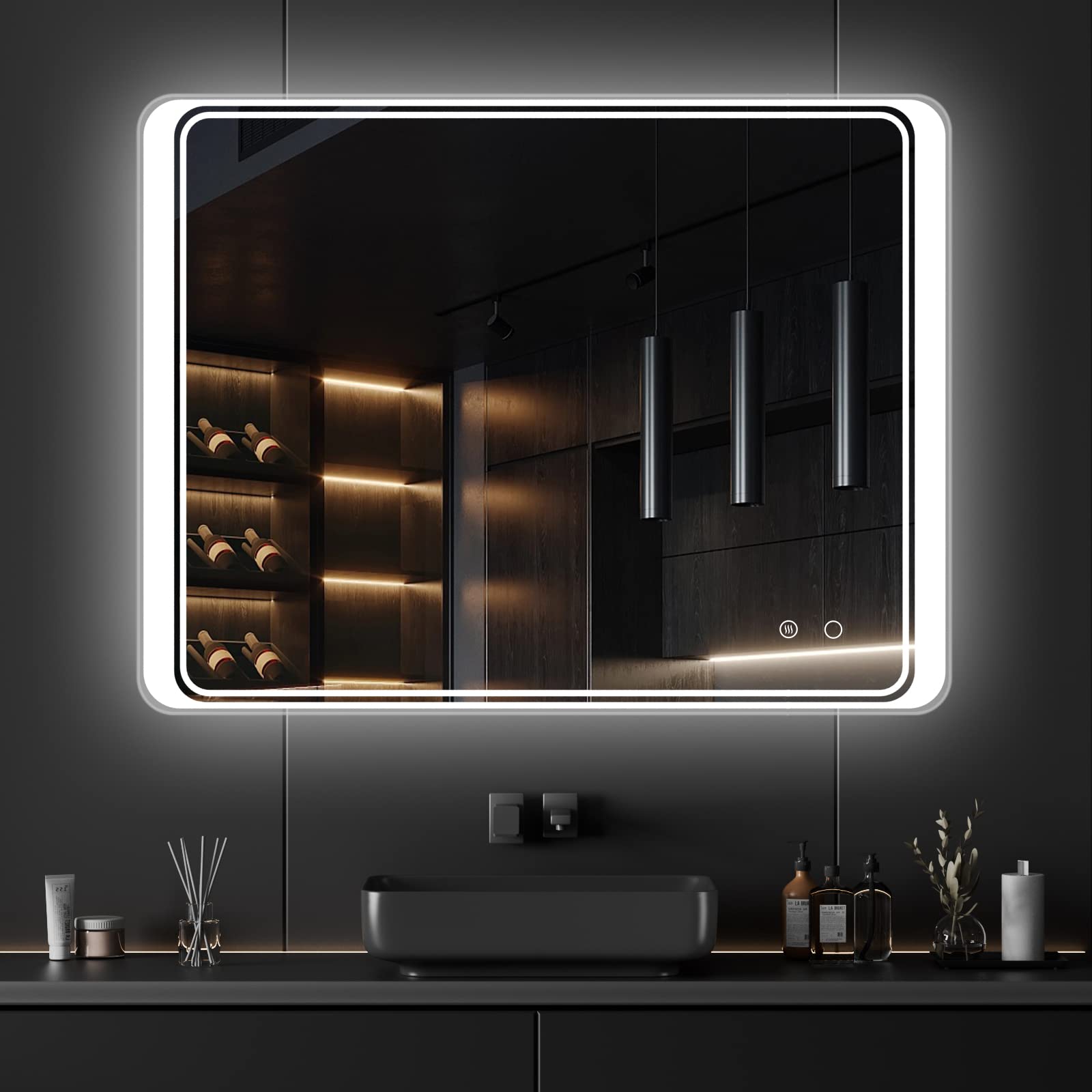 24 x 32 Inch LED Backlit Bathroom Mirror with Anti-Fog & Touch Control - Waterproof Smart Mirror for Modern Bathrooms - Perfect for Shaving, Makeup, and Spa-Like Experience