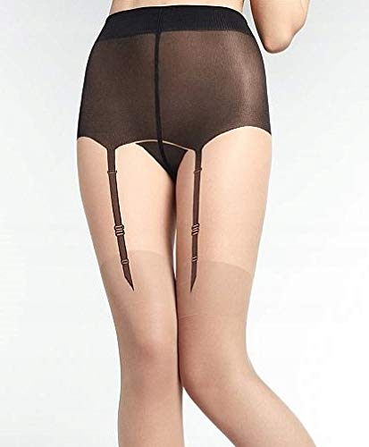 Marilyn Desire Faux Thigh High Stockings with Bow Garter - 20 Denier European Style Sheer Pantyhose for Women - Perfect for Cosplay, Date Night & Vintage Fashion Outfits