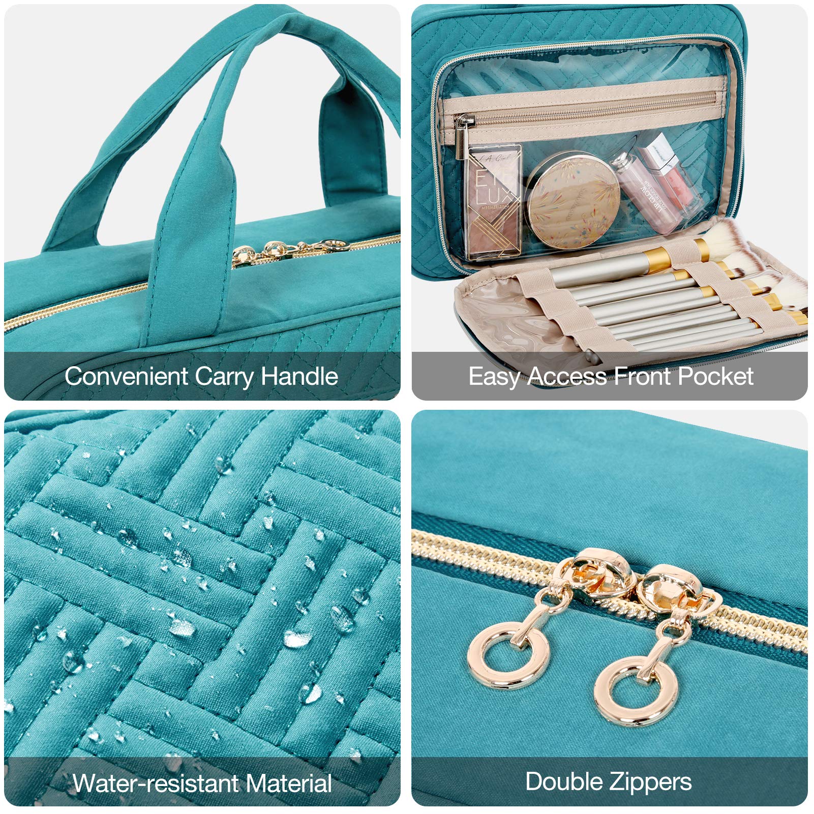 BAGSMART Hanging Travel Toiletry Bag - TSA Approved Transparent Cosmetic Organizer for Full-Sized Toiletries (Medium, Blue) | Perfect for Air Travel, Camping & Gym Essentials Organization