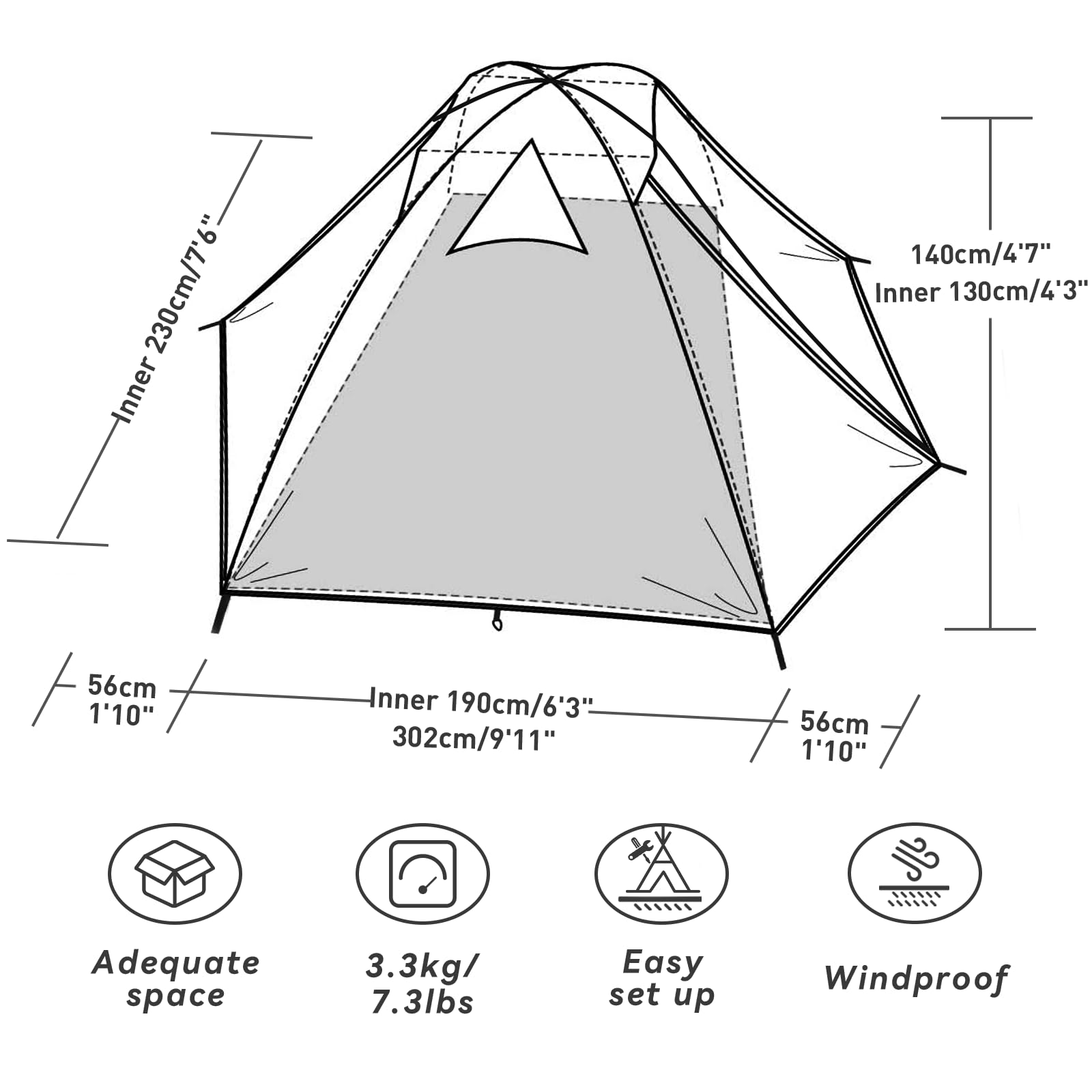 Forceatt 2/3/4 Person Lightweight Backpacking Tent - Waterproof & Windproof Camping Tent for Outdoor Adventures, Hiking, Mountaineering - Perfect for Family Camping Trips and Backpacking Getaways