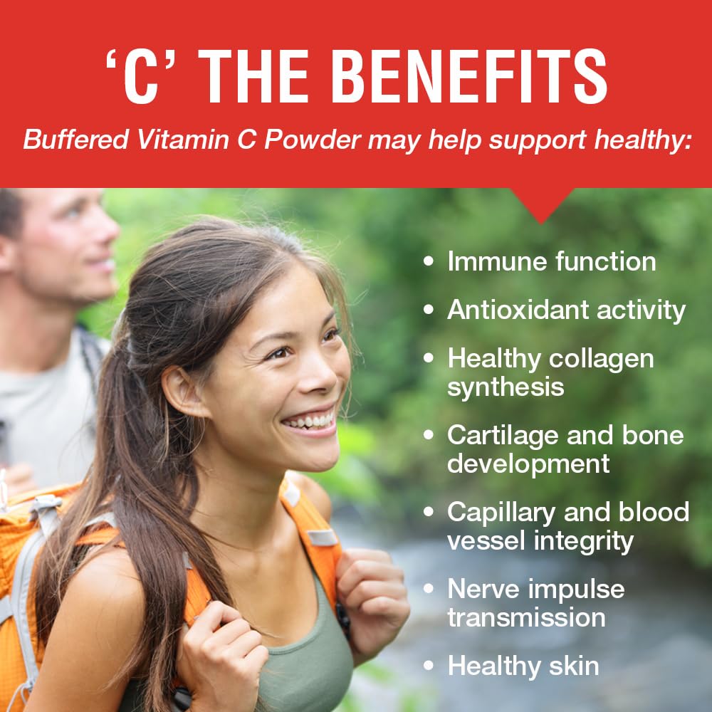 Solaray Vitamin C Crystalline 5000mg Powder - Buffered for Gentle Digestion | Immune System Support, Collagen Production & Antioxidant Benefits | 8 oz | Great for Daily Wellness, Skin Health & Energy Boost