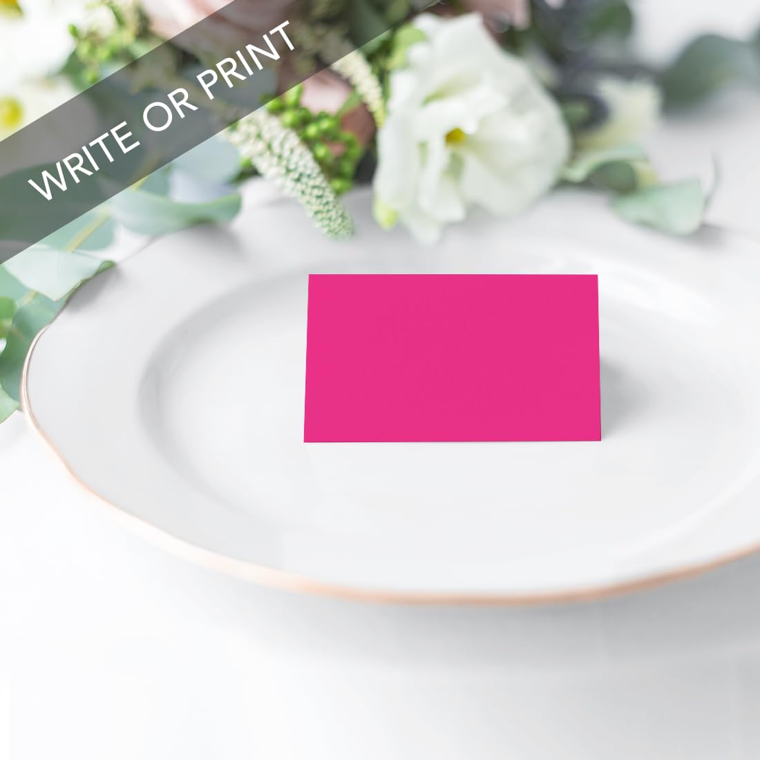 Andaz Press Printable Table Tent Place Cards - Fuchsia 20-Pack Blank Name Cards for Wedding, Baby Shower & Graduation Events | Perfect for Seating Arrangements & Table Settings at Parties, Receptions & Celebrations