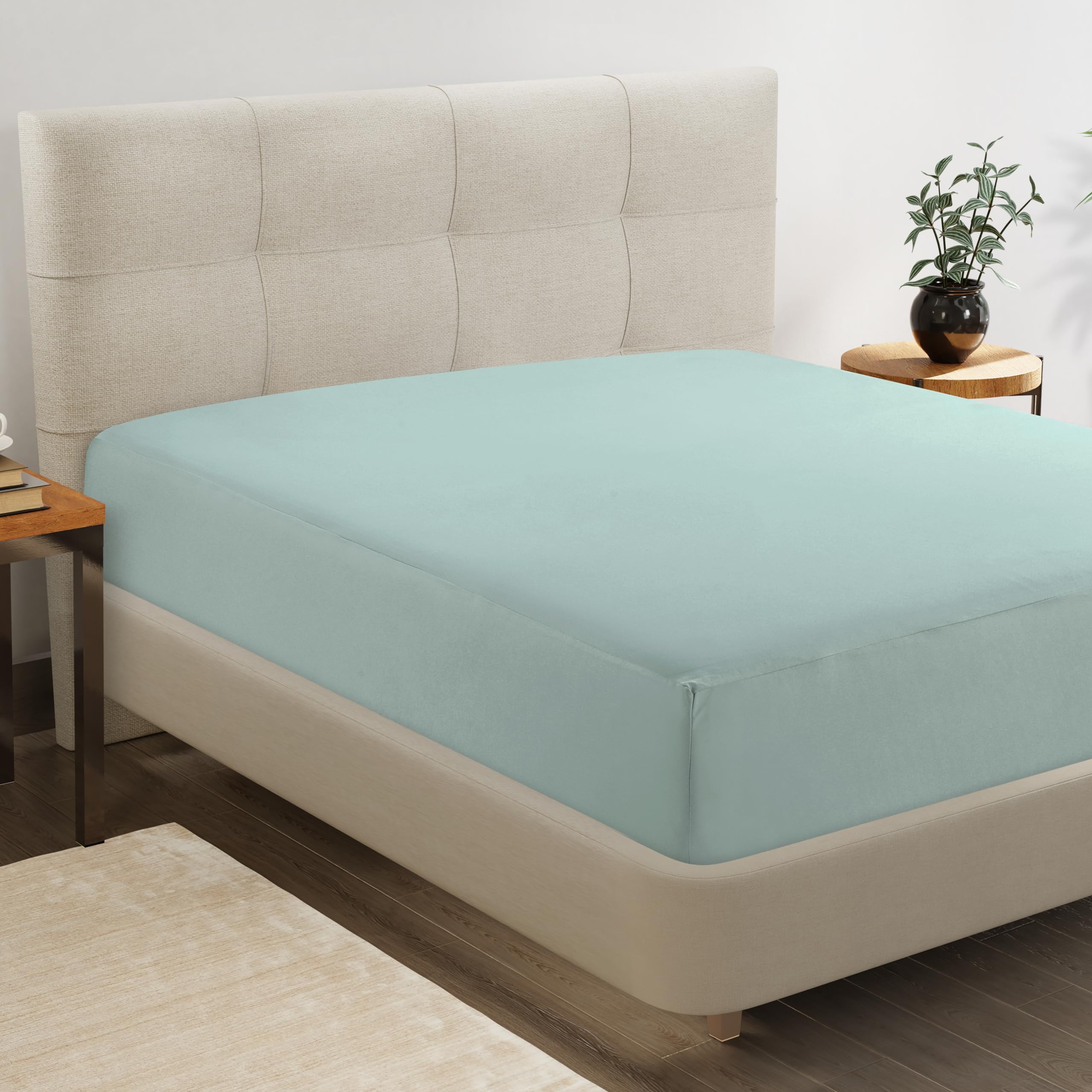 Queen Fitted Sheet Only - 4-Way Stretch Knitted Deep Pocket Bottom Sheet for 16