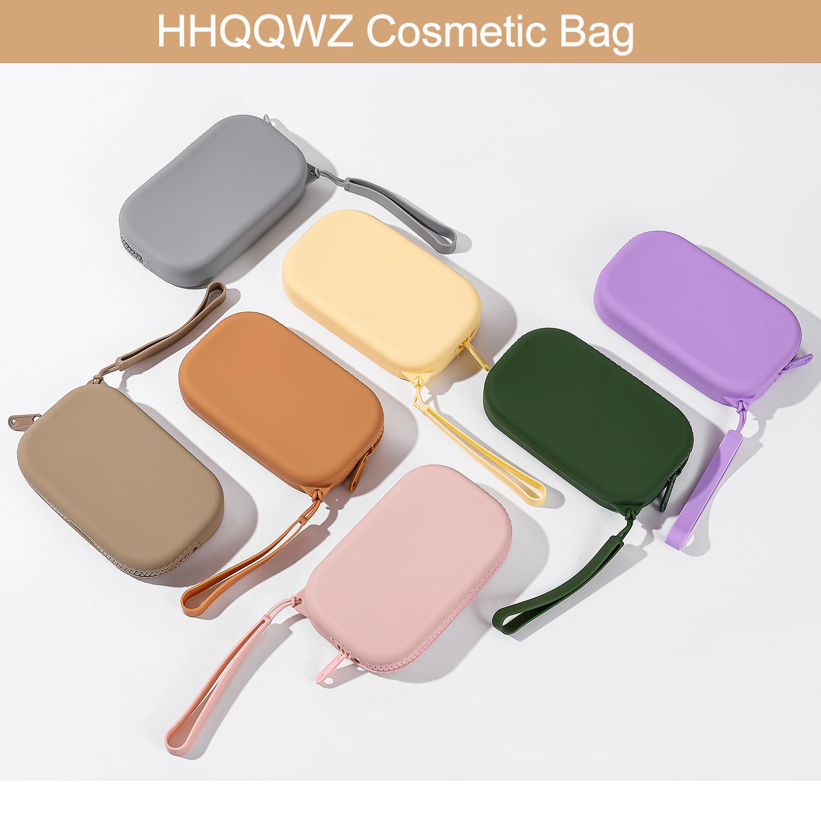 Portable Silicone Makeup Bag for Women - Small Waterproof Travel Toiletry Cosmetic Organizer with Zipper Closure & Handle (Yellow) - Perfect for Gym, Beach, Camping & Daily Essentials Storage