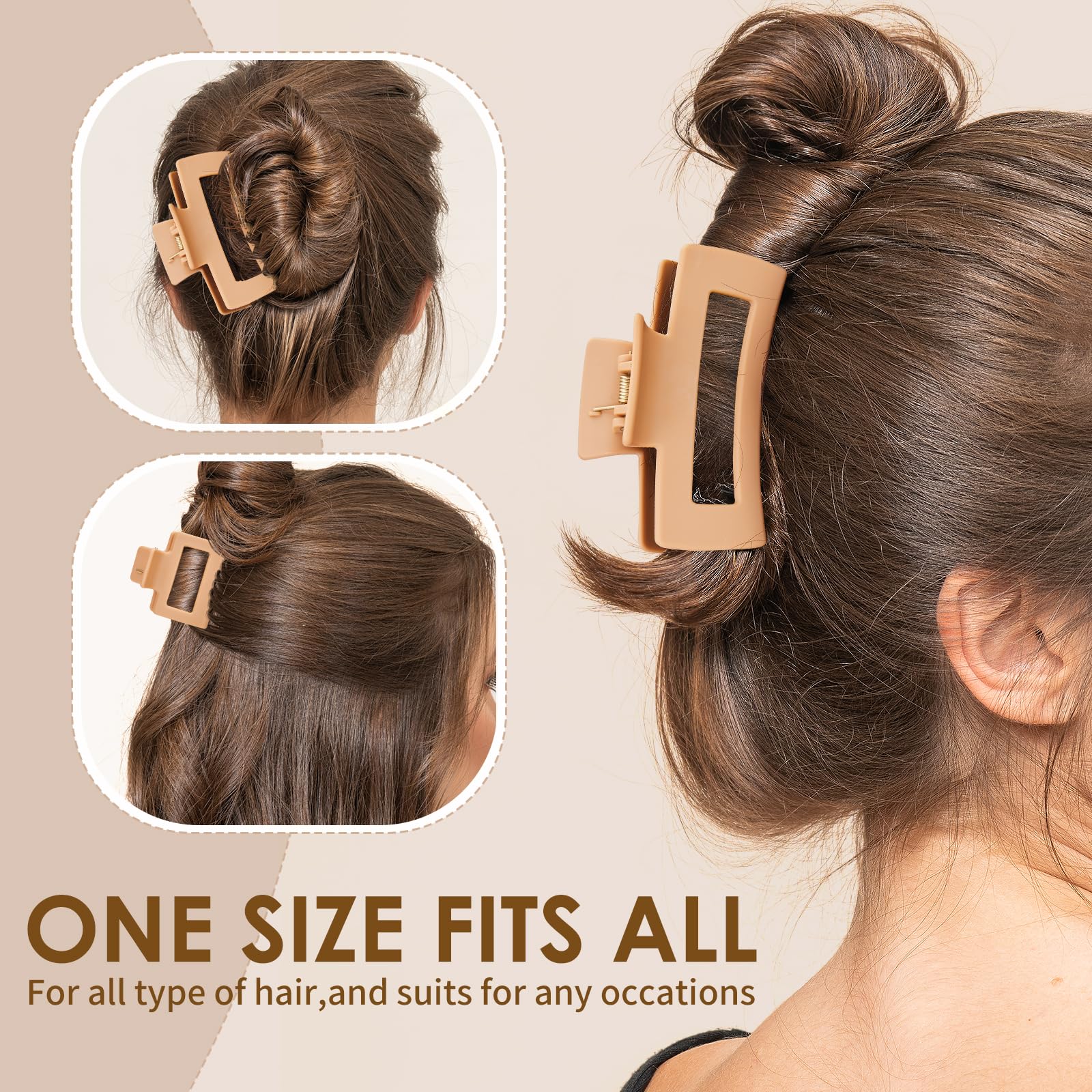 12Pcs Hair Claw Clips for Women - Non-Slip Matte Hair Clips for Thick & Thin Hair, Strong Hold Rectangle Jaw Clips (3.5