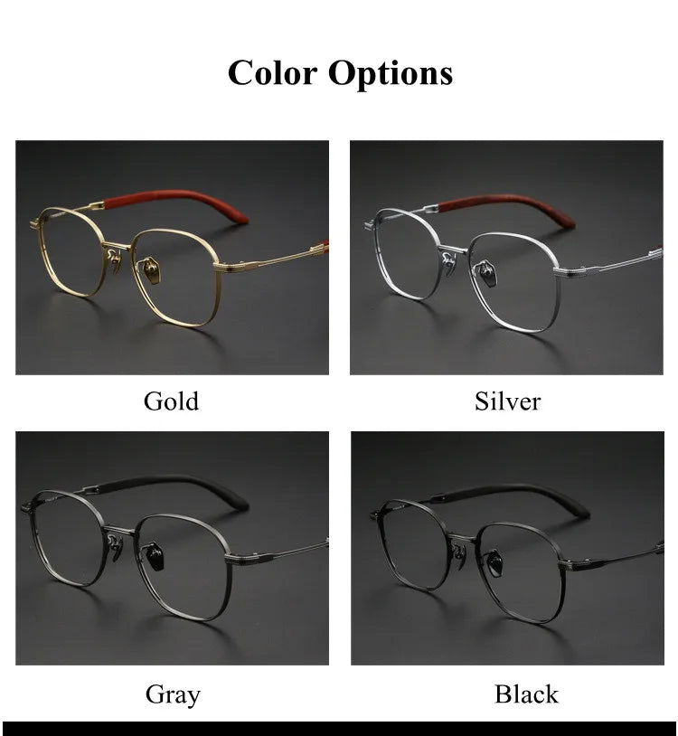 Premium Men's Full Rim Square Titanium Eyeglasses with Rosewood Accents - Stylish & Durable Frame for Work, Reading & Everyday Wear (Model 2330)