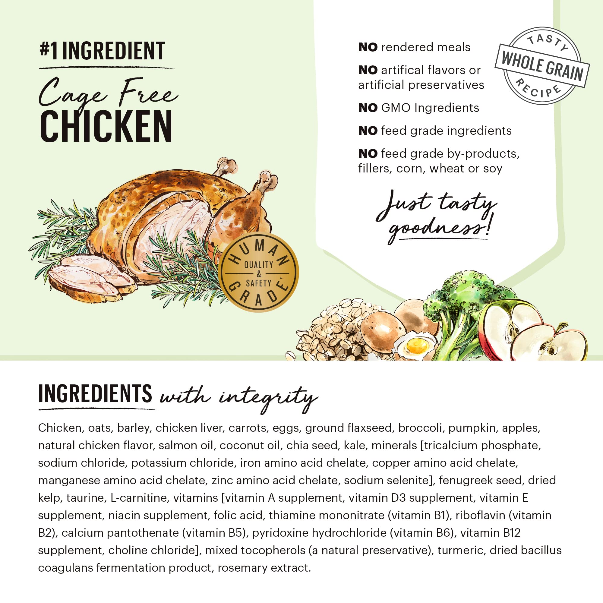 The Honest Kitchen Whole Grain Chicken Dry Dog Food for Puppies - 4 lb Bag of Nutrient-Rich Whole Food Clusters | Perfect for Growing Puppies & Daily Meals
