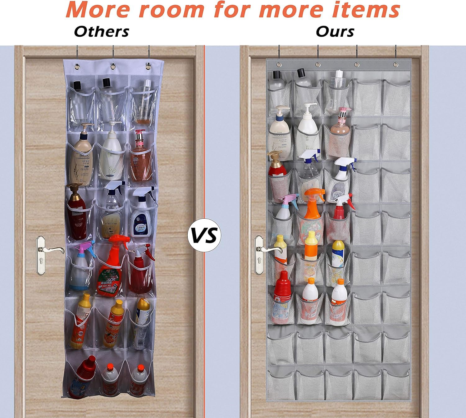 KIMBORA Extra Wide Over The Door Hanging Organizer - 40 Mesh Pocket Storage for Shoes, Toys & Bathroom Essentials - Space Saving Closet & Pantry Organizer (Grey) - Perfect for Bedrooms, Kids Rooms & Small Spaces