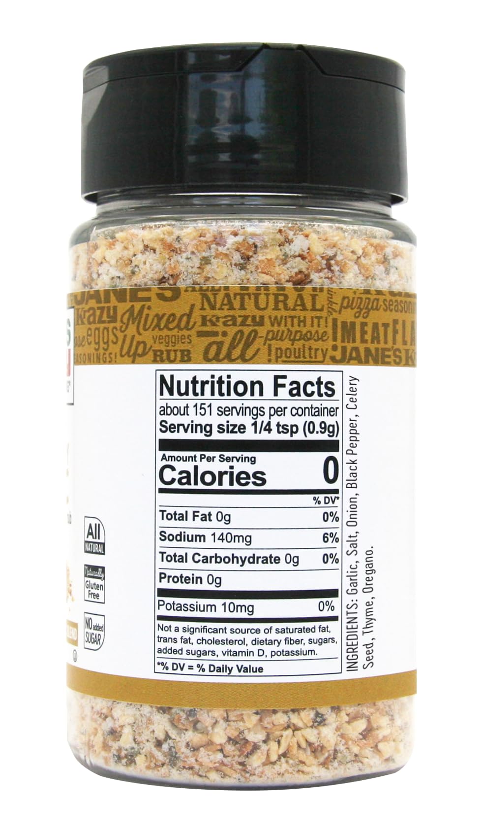 Jane's Krazy Chunky Mixed-Up Garlic Seasoning - 4.75oz (134g) | All-Purpose Garlic Salt Blend for Meat, Poultry, Seafood & Vegetables | Great for Grilling, Roasting & Cooking