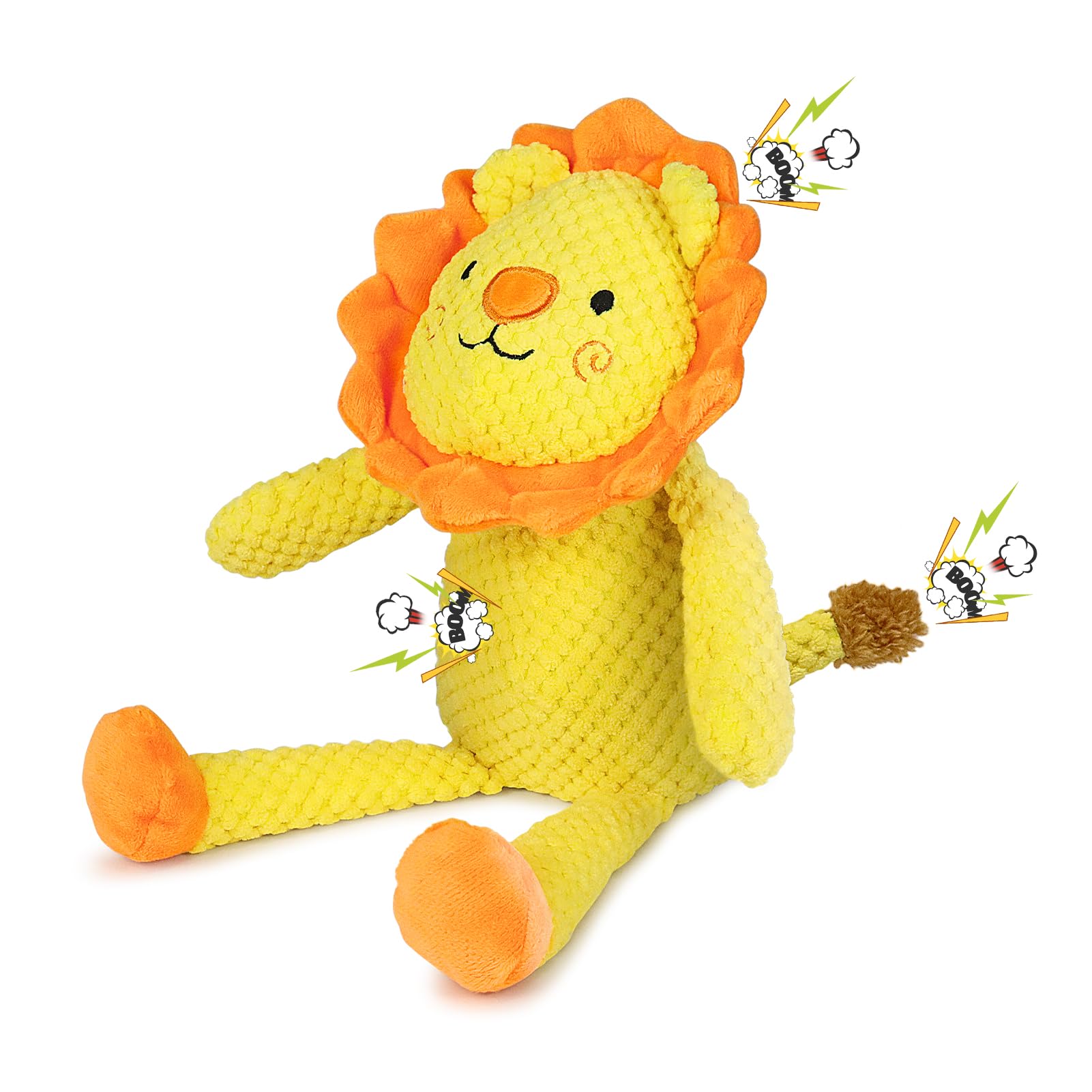 Durable Squeaky Plush Lion Dog Toy with Crinkle Paper - Interactive Chew Toy for Puppies & Small to Large Dogs - Perfect for Playtime, Training & Bonding