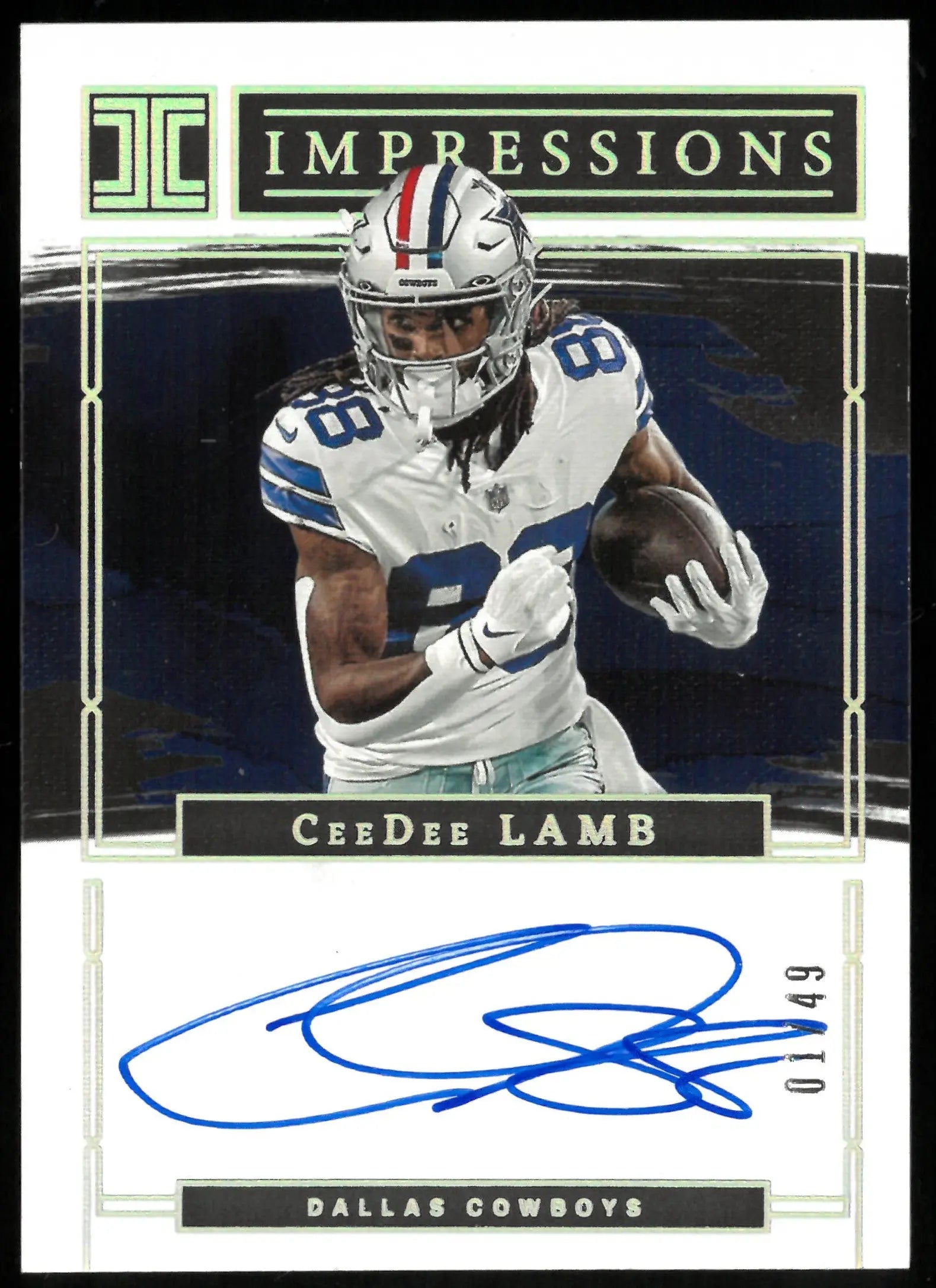 2023 Panini Impeccable Football CeeDee Lamb Autograph Card #1/49 - Rare Signed Collectible for NFL Fans & Sports Memorabilia Enthusiasts - Perfect for Display, Trading, and Investment