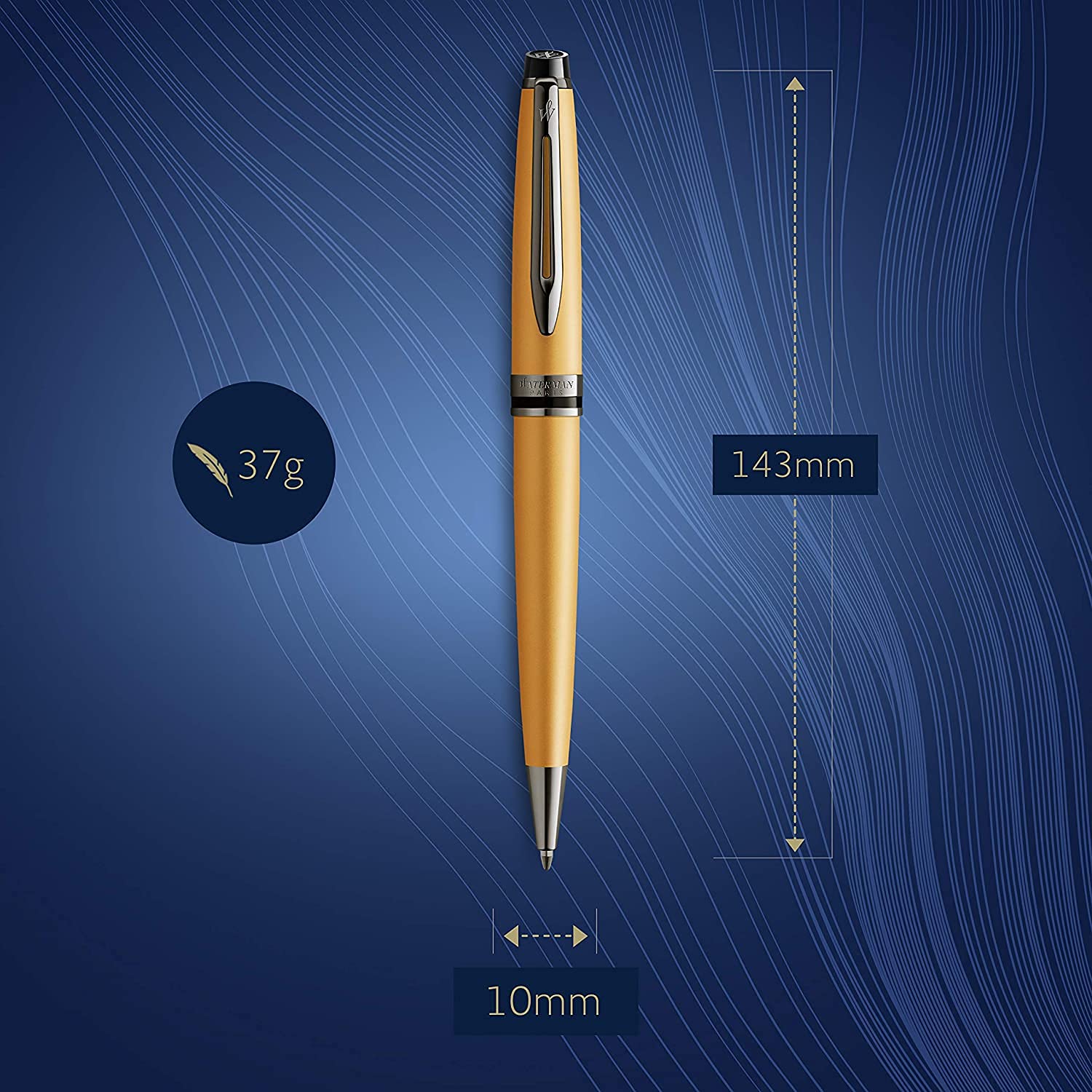 Waterman Expert Ballpoint Pen - Metallic Gold, Fine Point (0.7mm) Oil-Based Ink, Premium Gift Box - Perfect for Business Signatures, Executive Gifts & Luxury Writing