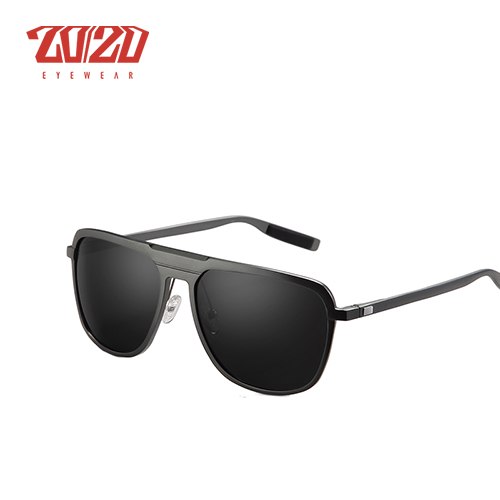 20/20 Unisex Full Rim Square Aluminum Polarized Sunglasses PK017 - Stylish UV Protection for Outdoor Activities, Driving & Fashion