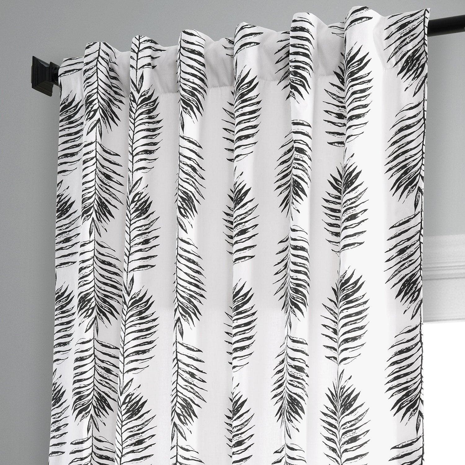Black Floral Printed Cotton Room Darkening Curtains - Sago Collection | Elegant Window Treatment for Bedroom, Living Room & Home Decor