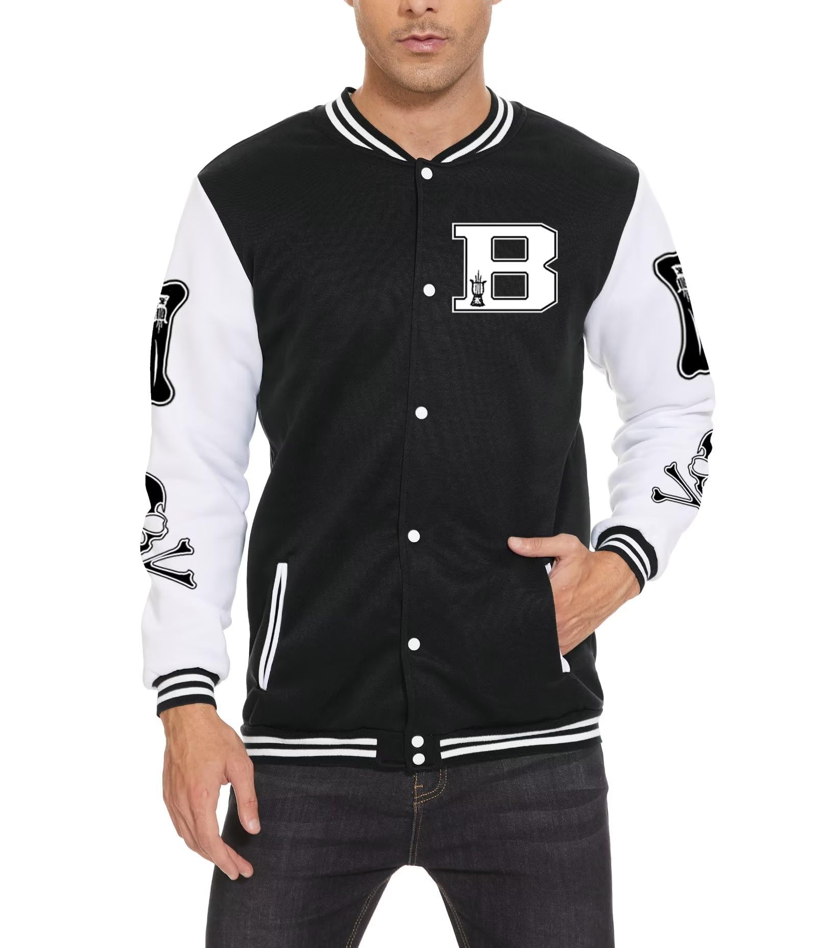 ACEFAST Men's Varsity Baseball Jacket - Letterman Bomber Jacket for Men, Fashion Casual Streetwear with Letter Print, Perfect for School Sports, College Events & Urban Street Style