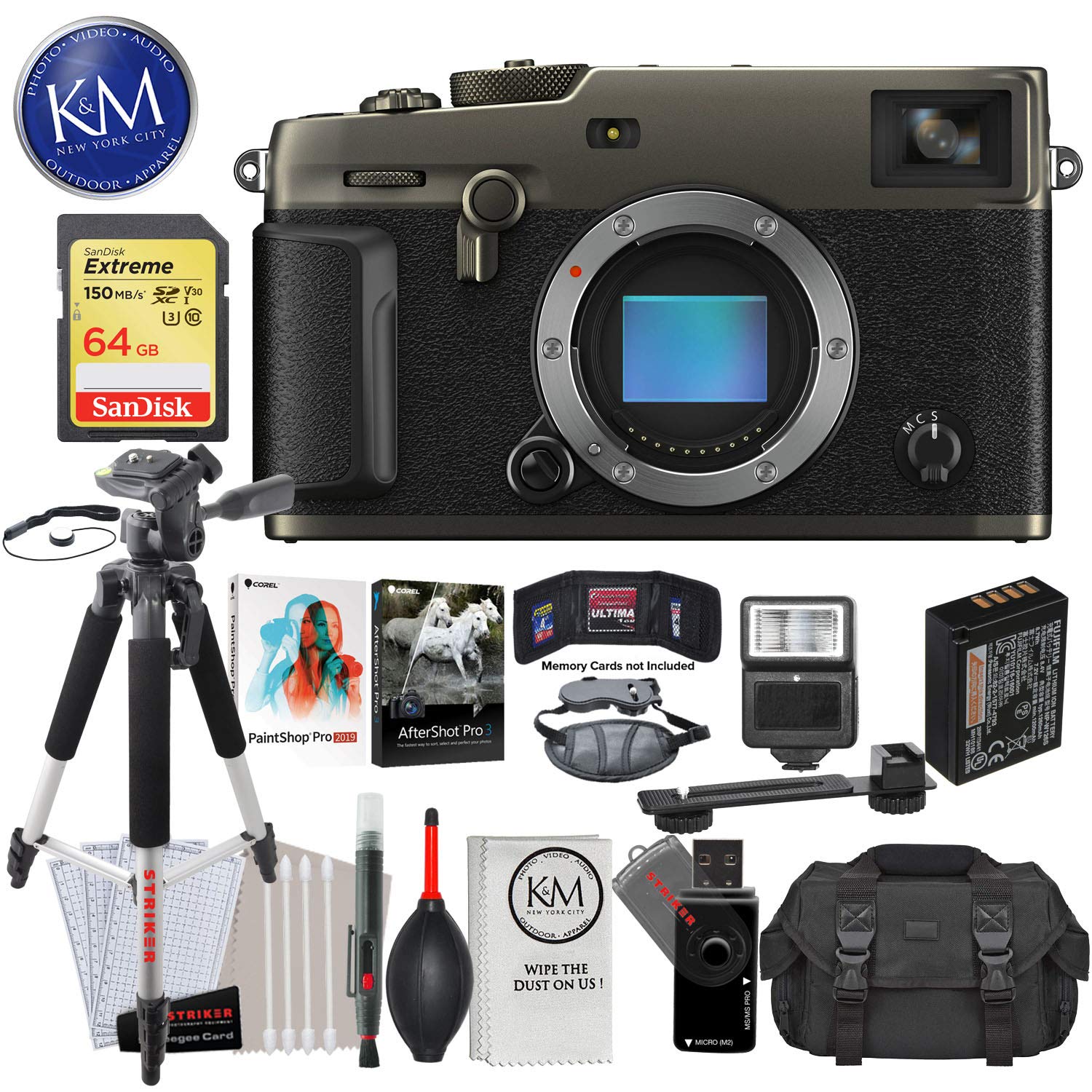 Fujifilm X-Pro3 Mirrorless Digital Camera Body Only (Dura Black) - 26.1MP APS-C Sensor, 4K Video with 64GB Extreme SD Card, Corel Software Bundle, DSLR Gadget Bag, Tripod & Accessories Kit - Perfect for Street Photography, Travel & Professional Shooting
