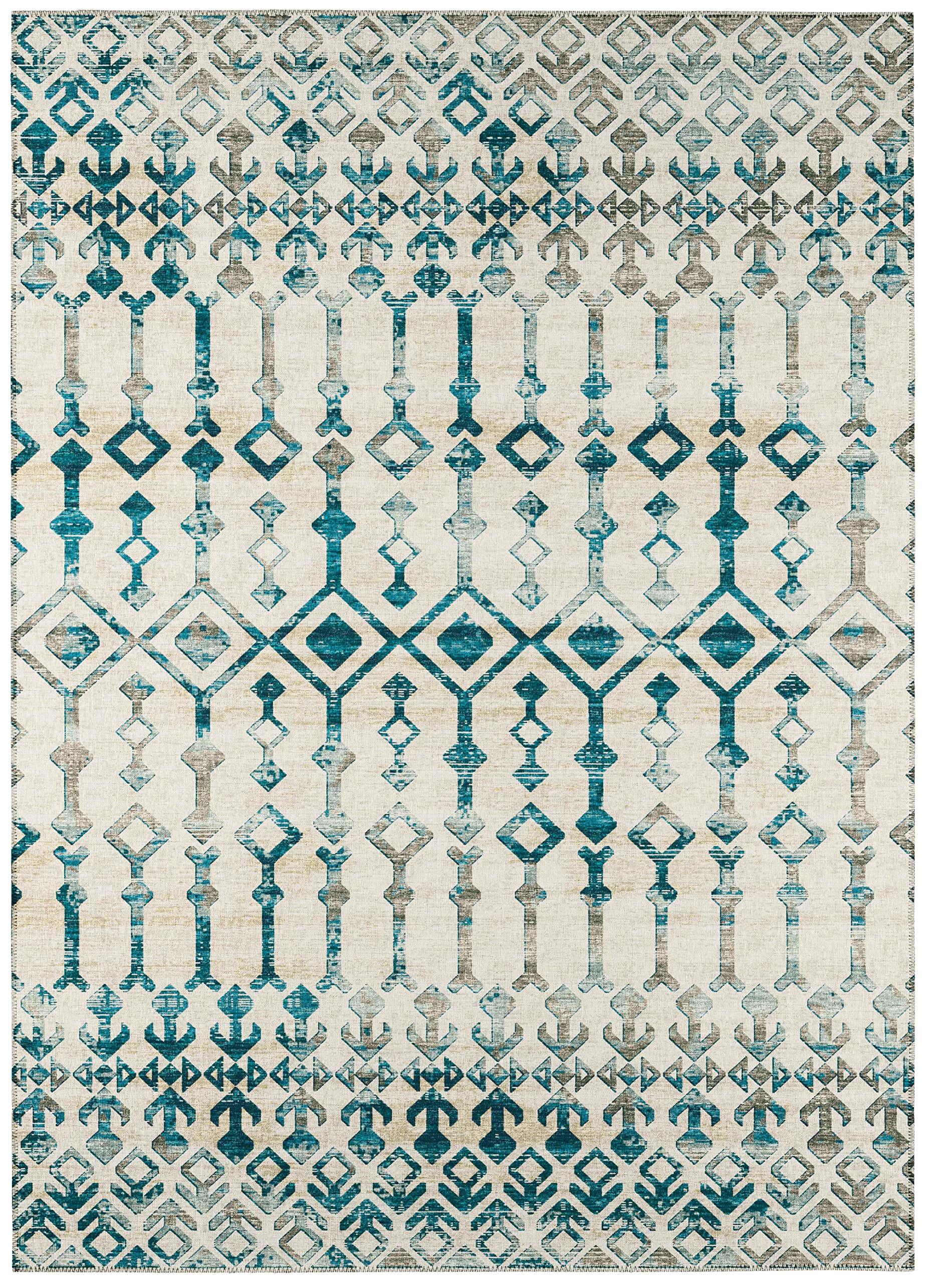 Addison Rugs Bravado ABV38 Ivory Washable 10' x 14' Indoor Outdoor Area Rug - Machine Washable, Non-Shedding, Easy Clean - Perfect for Bedroom, Living Room, Dining Room, Kitchen, Entryway & Patio - Great for High Traffic Areas & Pet-Friendly Homes