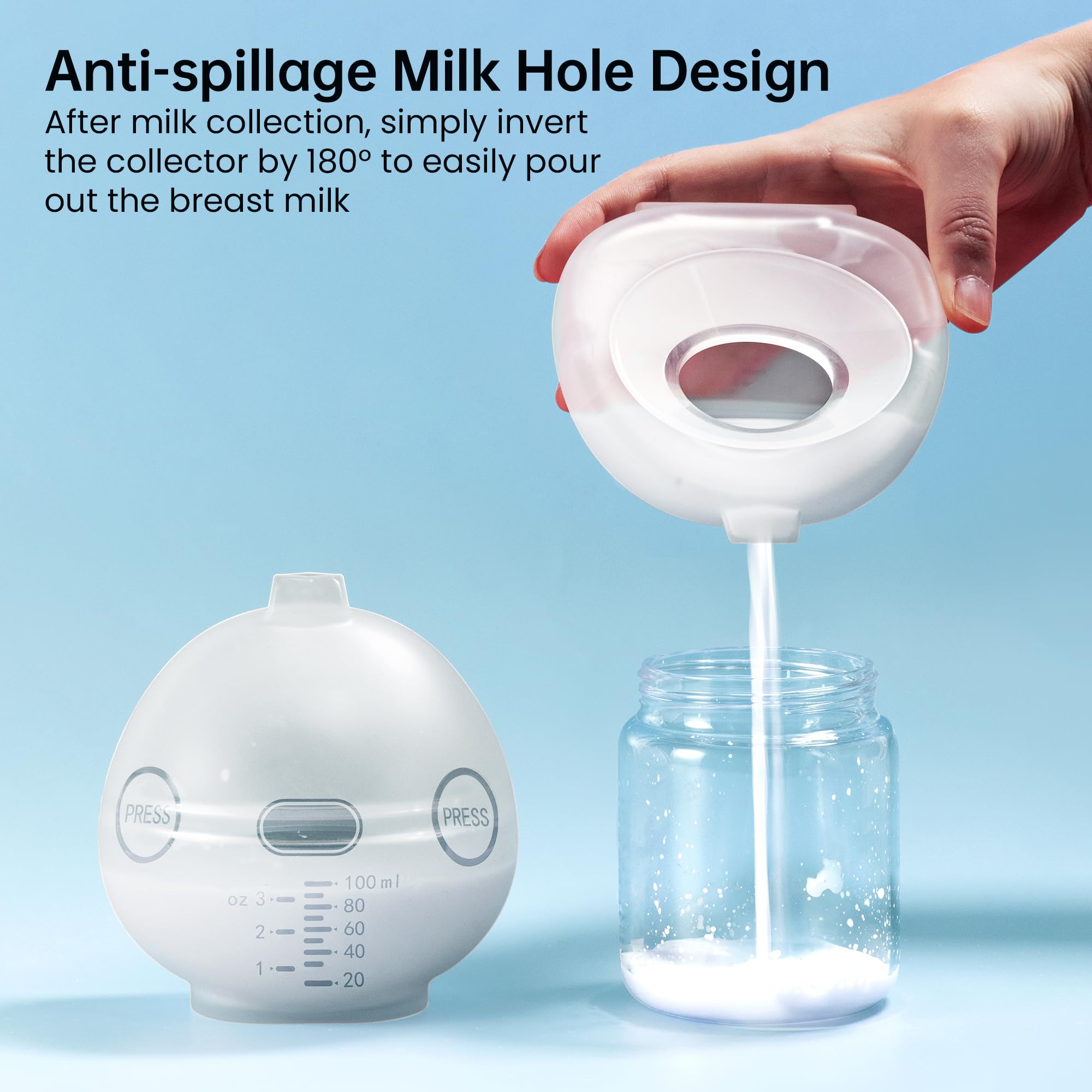 Wearable Hands-Free Breast Pump | Manual Silicone Milk Collector Shell for Nursing Moms | 3.4oz/100ml Breastfeeding Essentials (2-Pack) – Perfect for Discreet Pumping at Work, Travel & On-the-Go