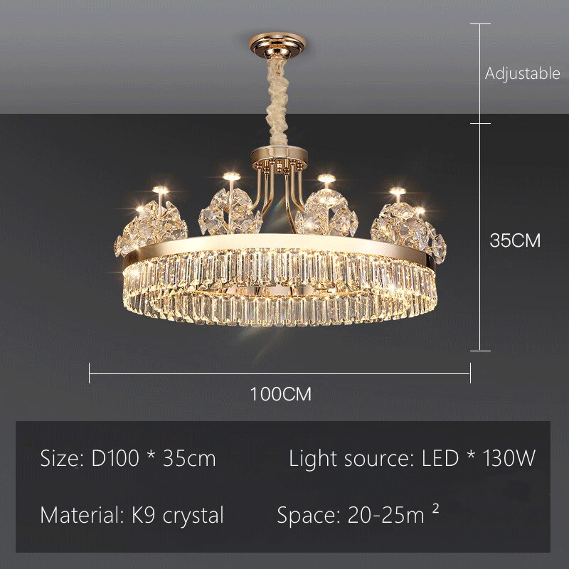 K9 Crystal Ceiling Chandelier - Elegant Grand Lighting Fixture for Dining Room, Living Room & Bedroom Decor