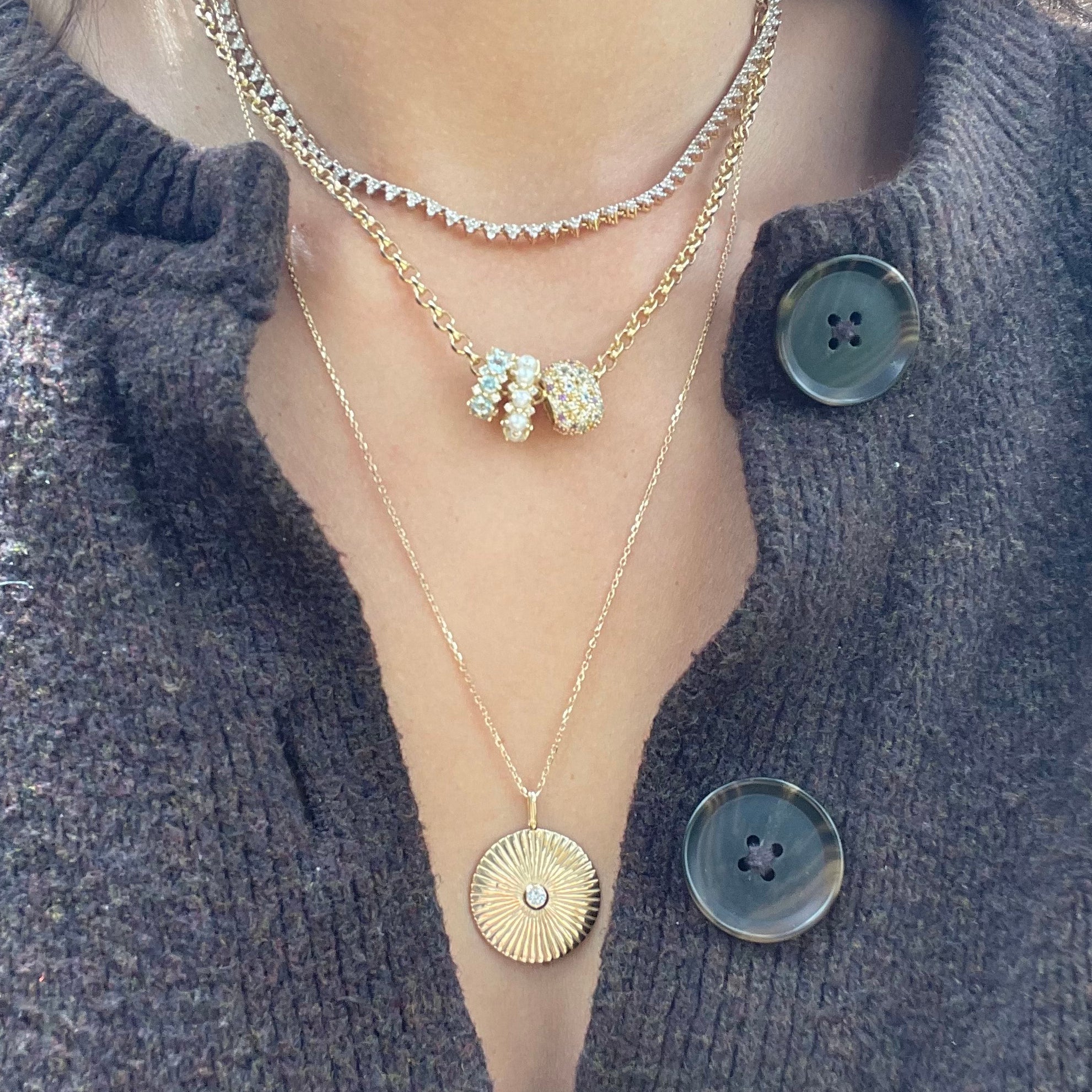 Stunning Large Diamond Rays Pendant Necklace - Elegant 18K Gold Plated Jewelry for Women - Perfect for Weddings, Anniversaries & Special Occasions