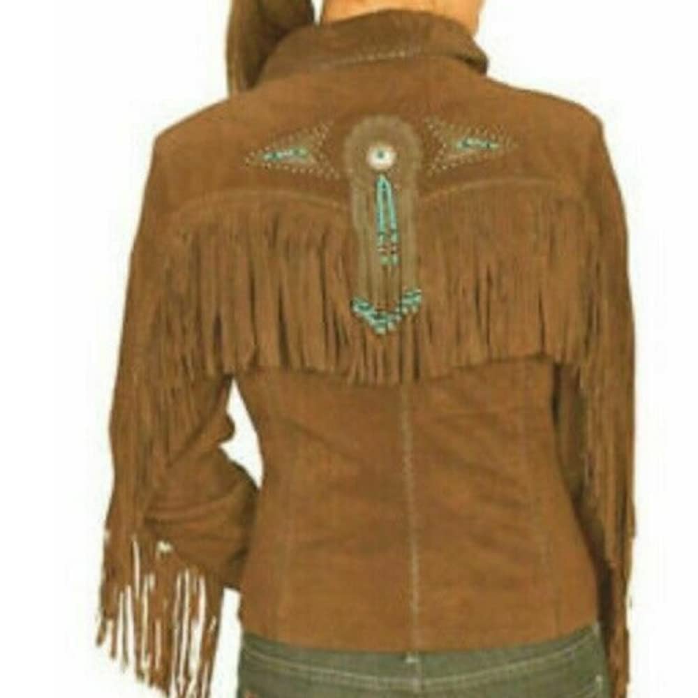 Authentic Western Cowgirl Suede Leather Jacket | 100% Genuine Fringed Native American Cowlady Coat for Women | Perfect for Rodeo, Country Concerts & Western Fashion