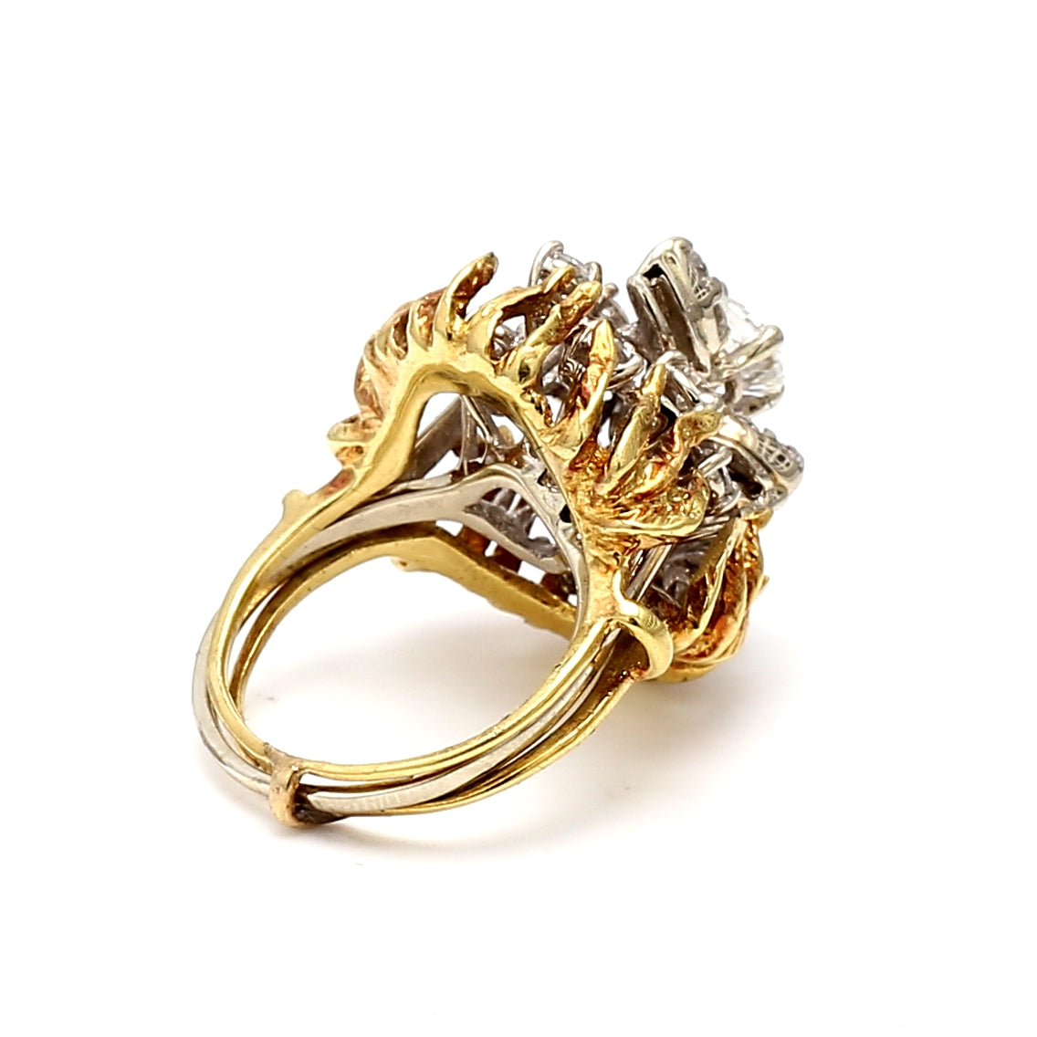 1.37 Carat Round Brilliant Cut Diamond 18K Two-Tone Gold & Platinum Cocktail Ring for Women | Elegant Party & Evening Wear Jewelry