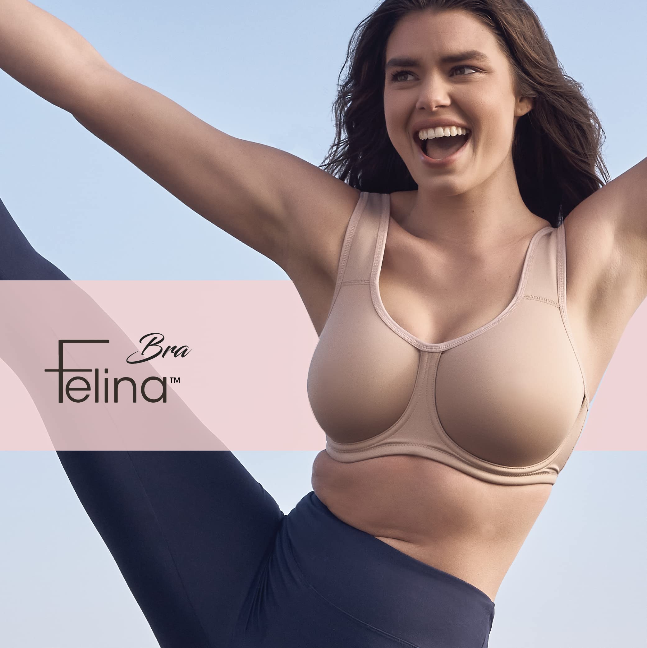 Felina Paramour Body X Underwire Sports Bra - Supportive & Comfortable Workout Bra for Women - Perfect for Yoga, Running & Gym