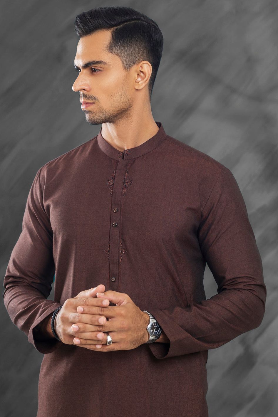 Premium Blended Dark Brown Kurta Trouser Set for Men - Traditional Indian Ethnic Wear for Weddings, Festivals & Special Occasions