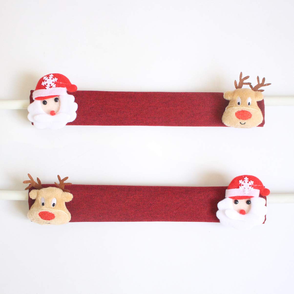 BESPORTBLE 4-Piece Christmas Refrigerator Handle Covers Set - Soft Linen Protectors for Microwave, Dishwasher & Kitchen Appliances - Festive Holiday Home Decor & Safety Accessories