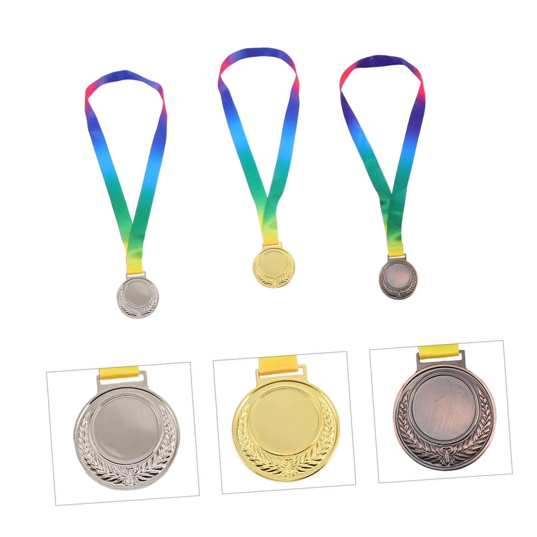 Outanaya 3-Piece Sports Medal Set - Gold Silver Bronze Award Medals for Kids - Durable Metal Children's Sports Toys - Perfect for Track & Field, Soccer, and School Competitions
