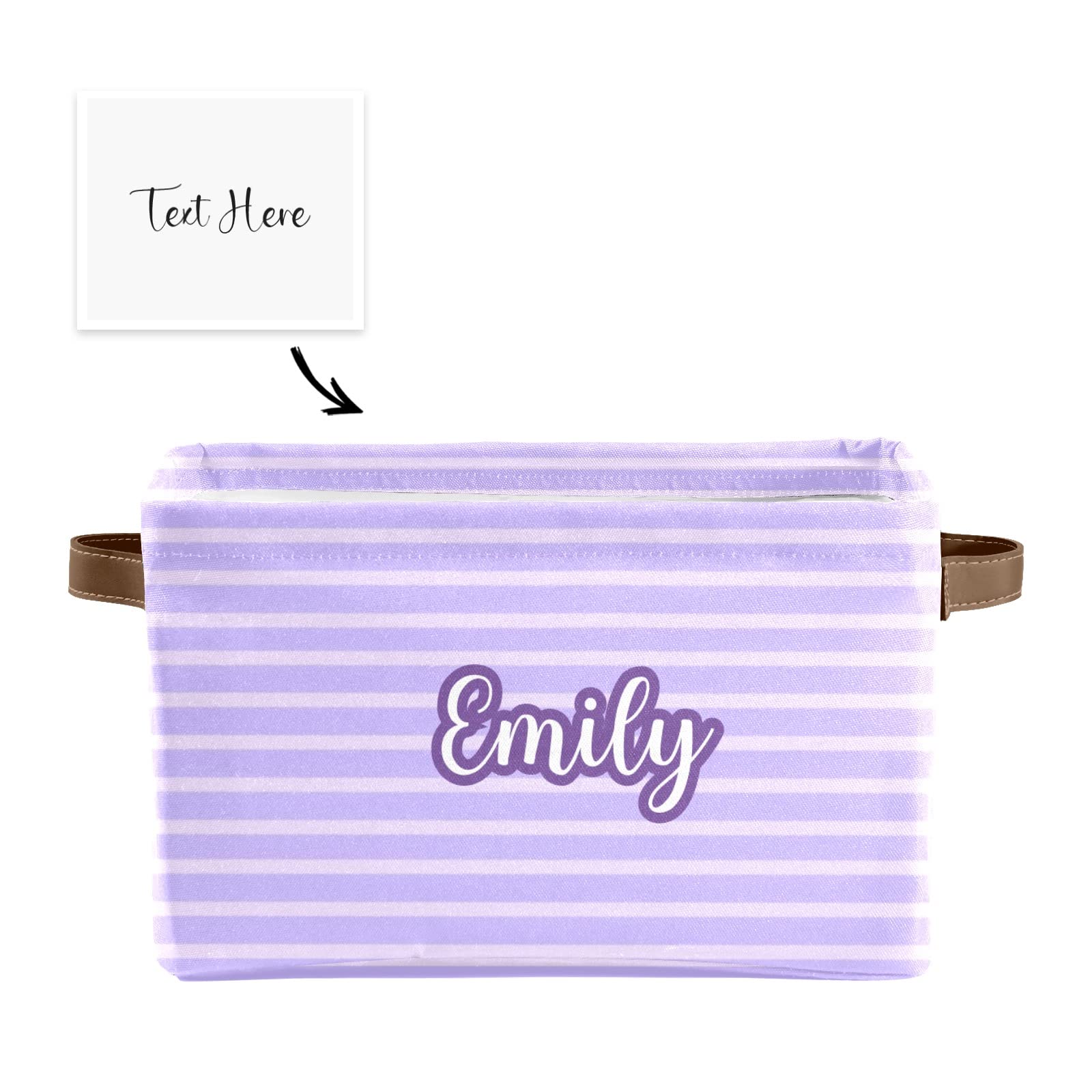 Custom Personalized Collapsible Storage Bin Box with Name - Purple & Pink Stripes Closet Organizer for Clothes, Toys, Nursery & Pet Supplies | Perfect for Home Organization, Baby Room & Pet Storage