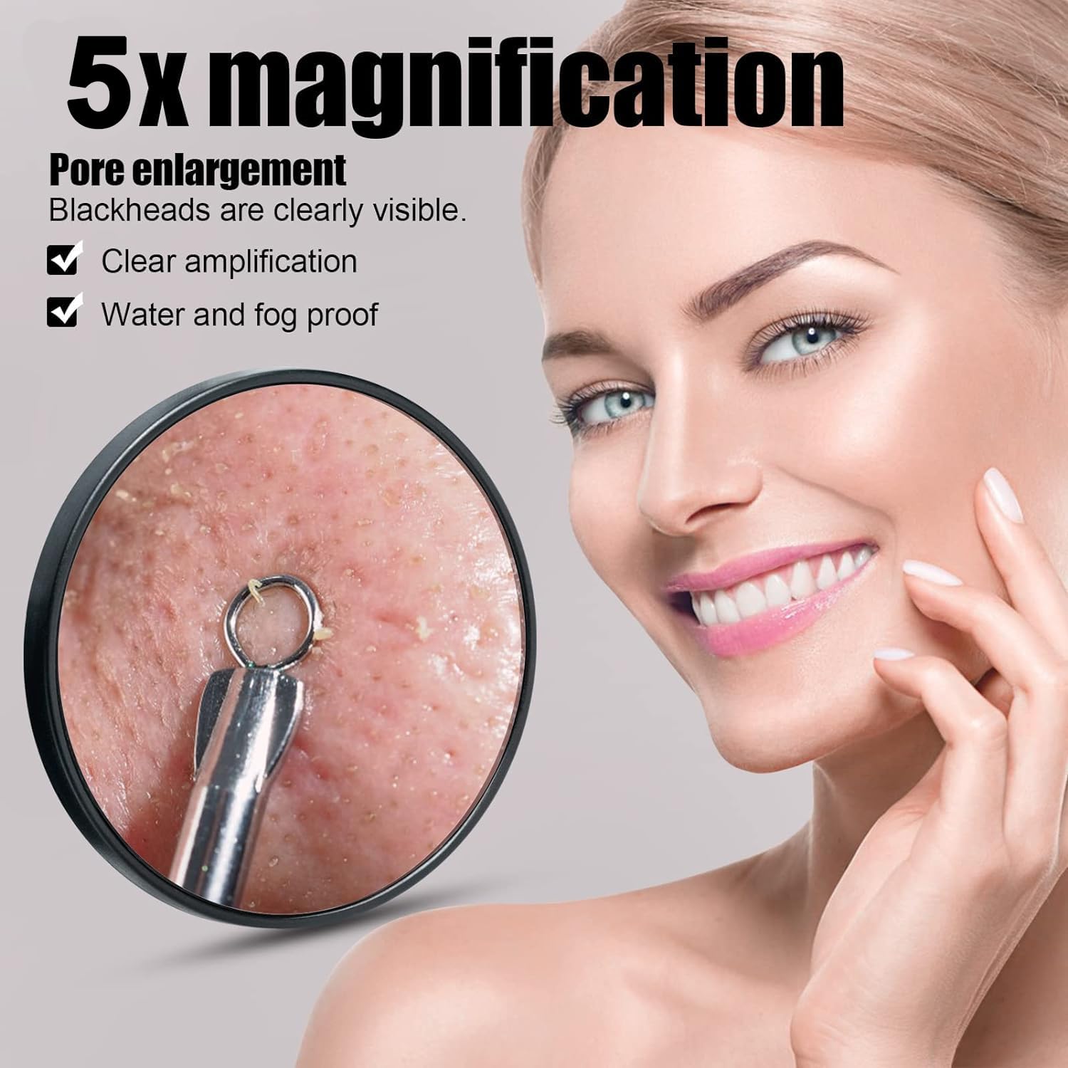 Stelliferous 5X Magnifying Mirror - Handheld Bathroom Makeup Mirror with Zoom for Shaving & Grooming | Portable Travel Vanity Mirror for Precise Makeup Application, Eyebrow Shaping & Skincare | Perfect for Home, Hotel & On-the-Go Use