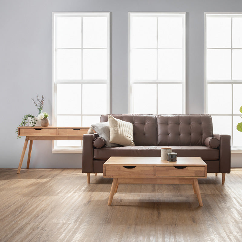 Modern LAMAR Coffee Table with 2 Drawers - 106cm Natural Wood Living Room Furniture for Small Spaces | Perfect for Living Room, Lounge & Apartment Decor