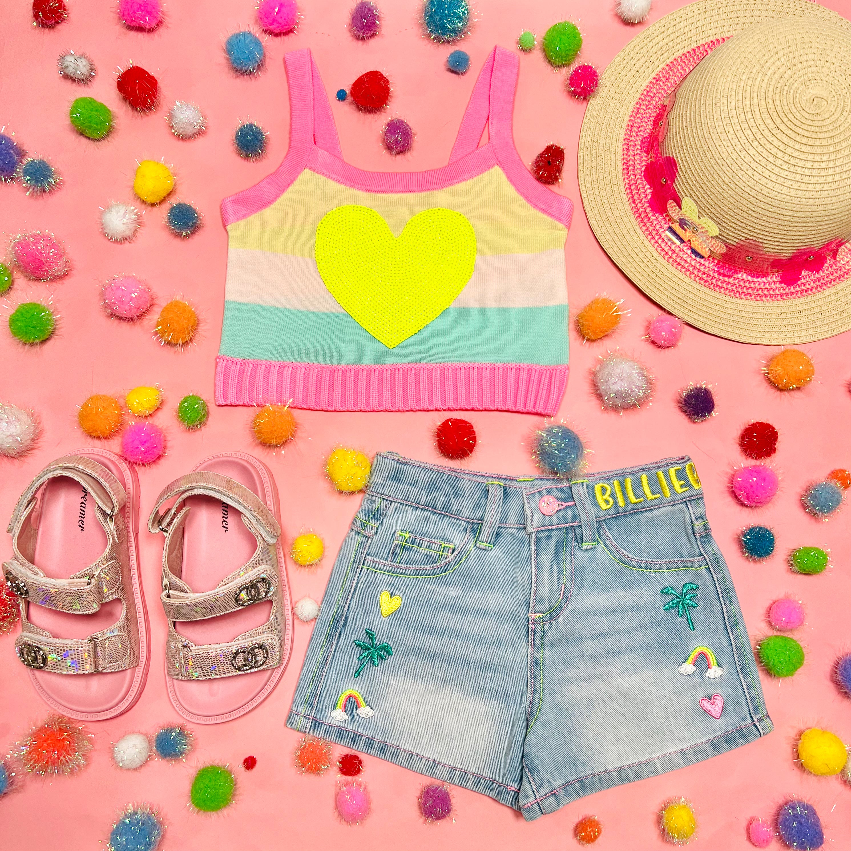 Sparkly Sequin Heart Knit Tank Top for Women - Cute & Glamorous Summer Tops - Perfect for Parties, Date Nights & Festivals
