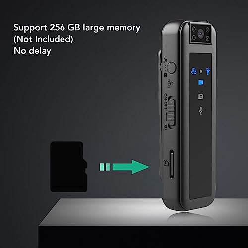 ViaGasaFamido Mini Body Camera 1080P HD - Wearable Pocket Video Recorder with LED Light for Outdoor Activities, Security, Evidence Recording | Perfect for Hiking, Fishing, Night Patrol & Undercover Operations