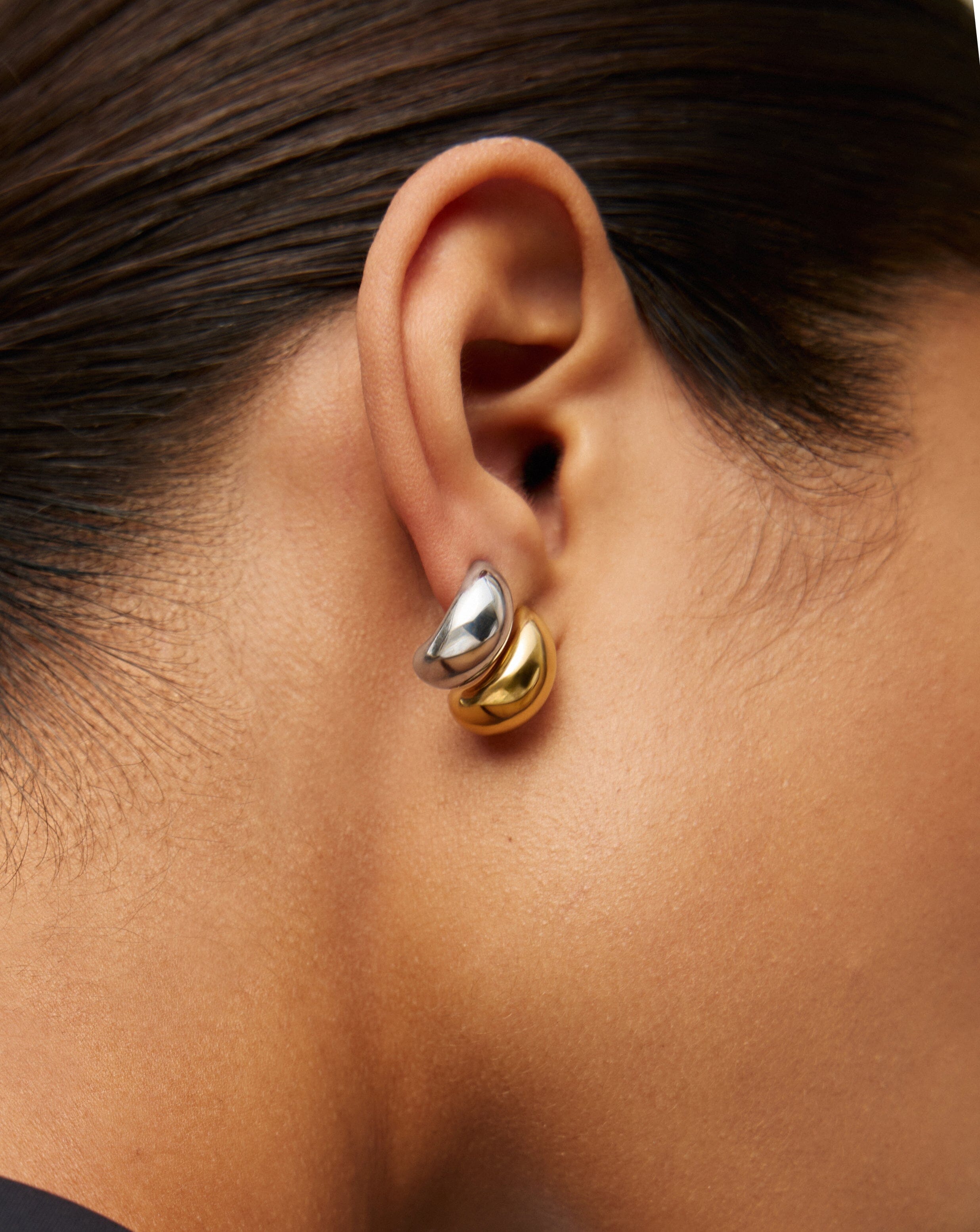 Savi Dome Mini Hoop Earring Set - Mixed Metal Jewelry for Women | Everyday Wear, Gift Giving & Special Occasions