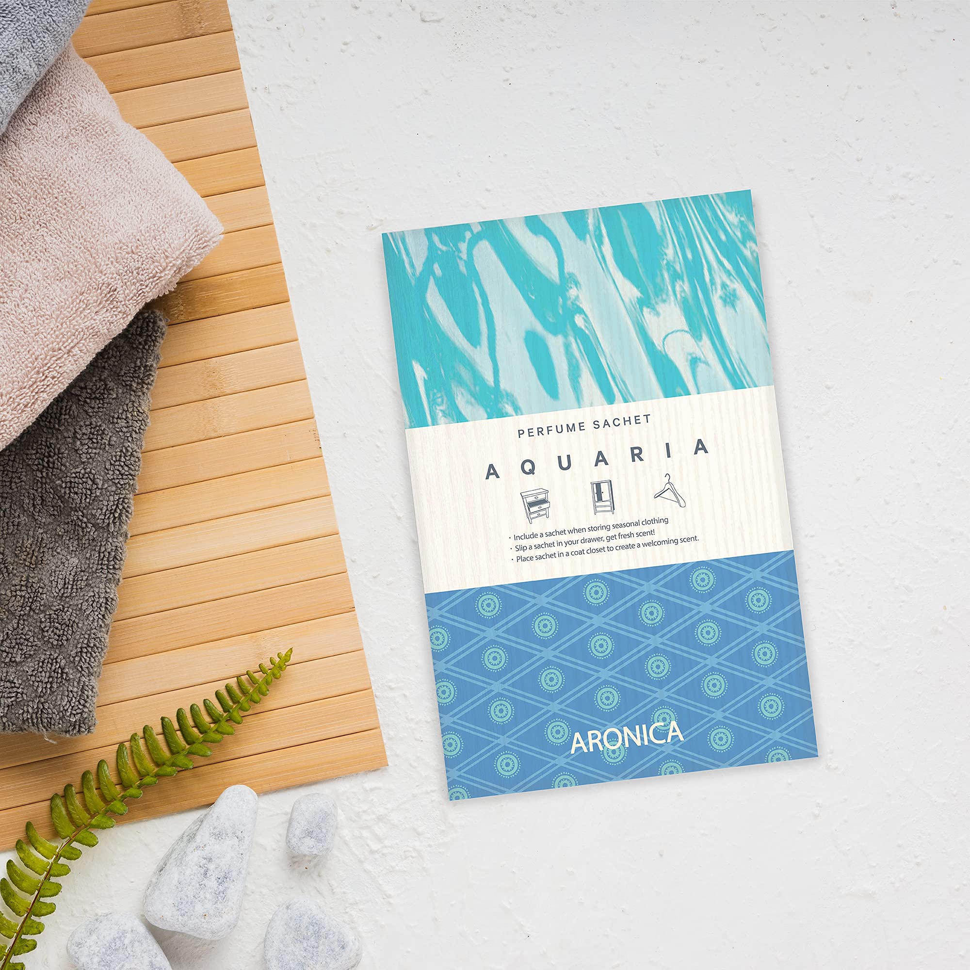 Aronica Linen Closet Sachets - 16 Pack Long Lasting Aquatic Scented Closet Fresheners | Non-Toxic Fabric Freshener for Drawers, Wardrobes & Storage Spaces