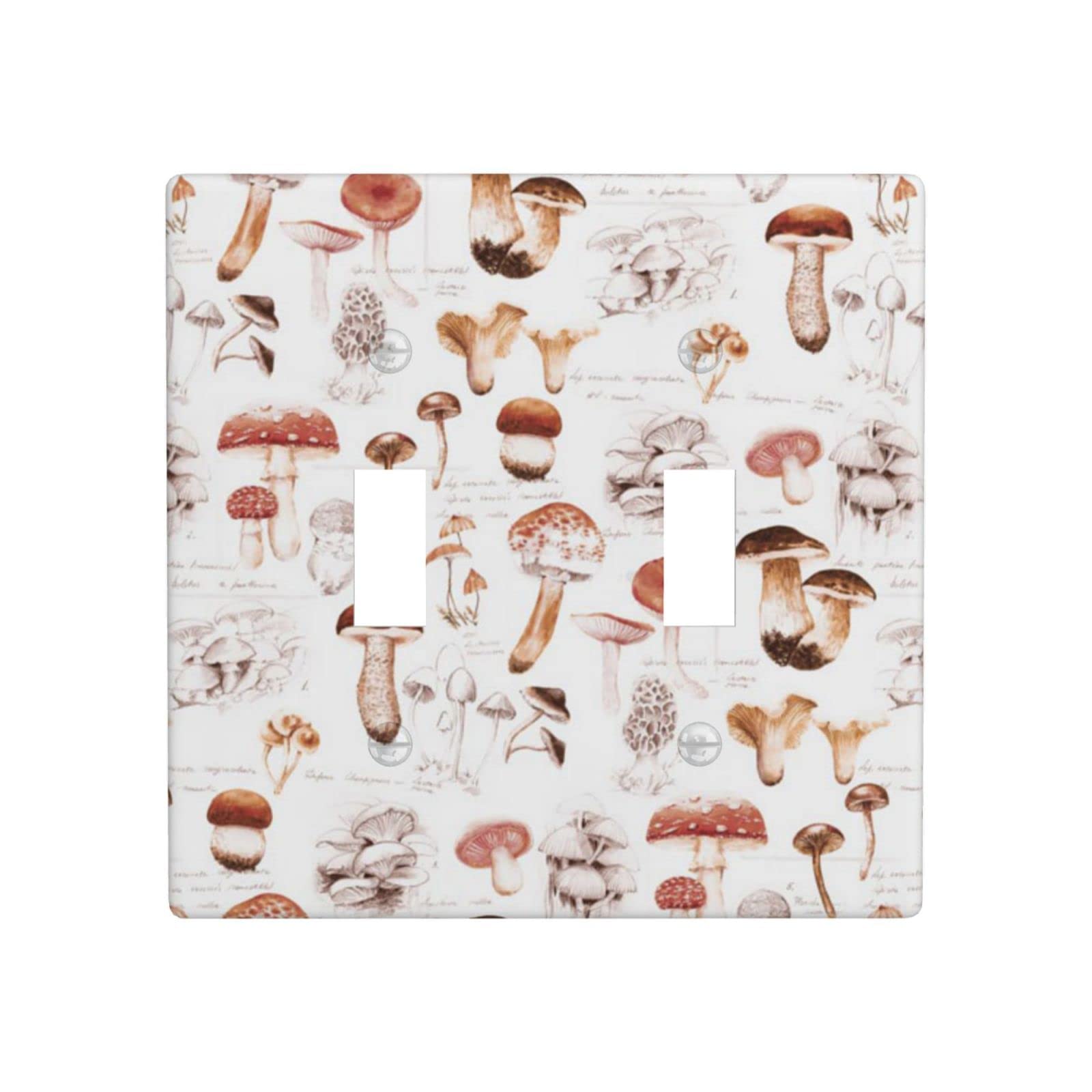 Vintage Cartoon Magic Mushroom 2-Gang Toggle Light Switch Plate Cover - Decorative Wall Outlet Cover for Living Room, Bedroom, Office & School - Perfect Home Decor Gift Idea (5-Pack)