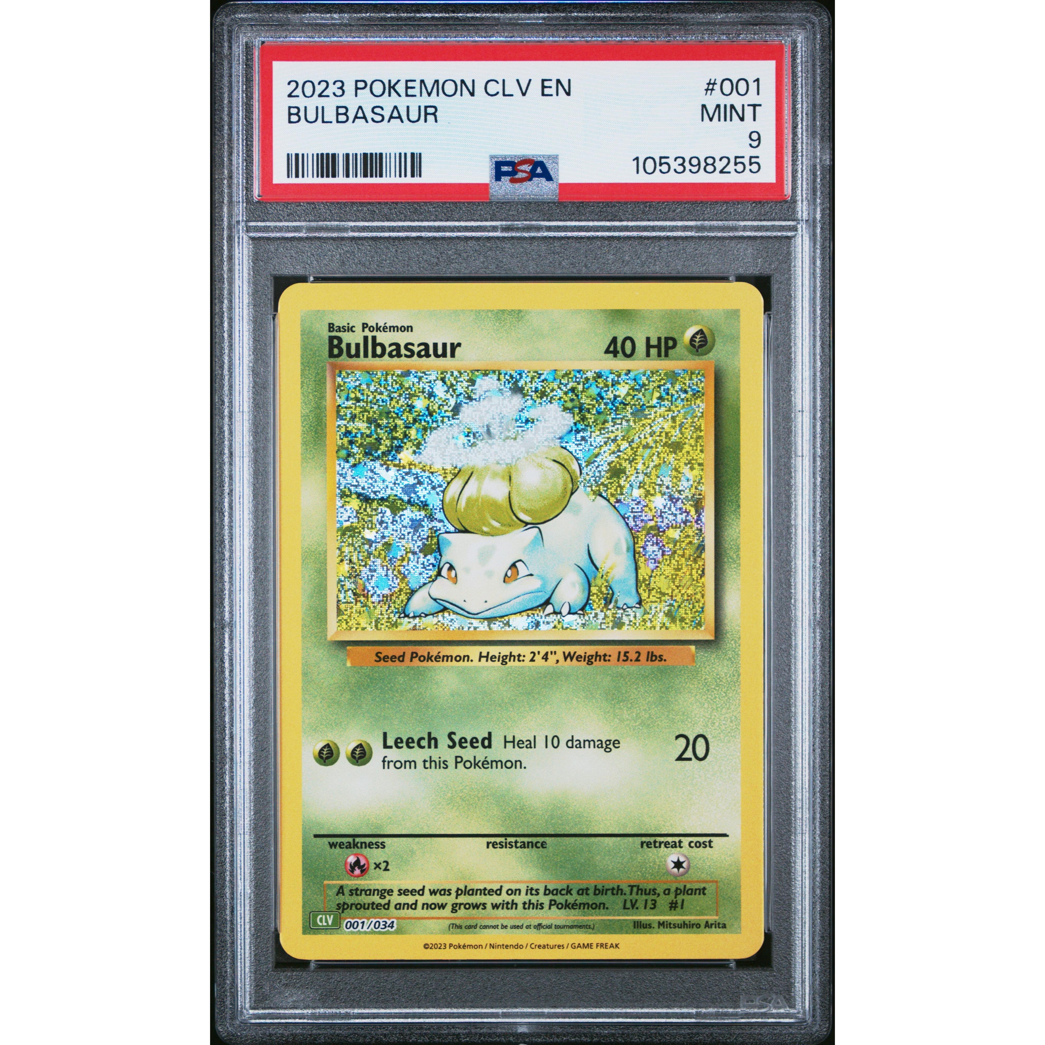 2023 Pokemon Classic Collection Bulbasaur 001/034 PSA 9 Graded Card - Rare Collectible for Trading, Gaming & Display