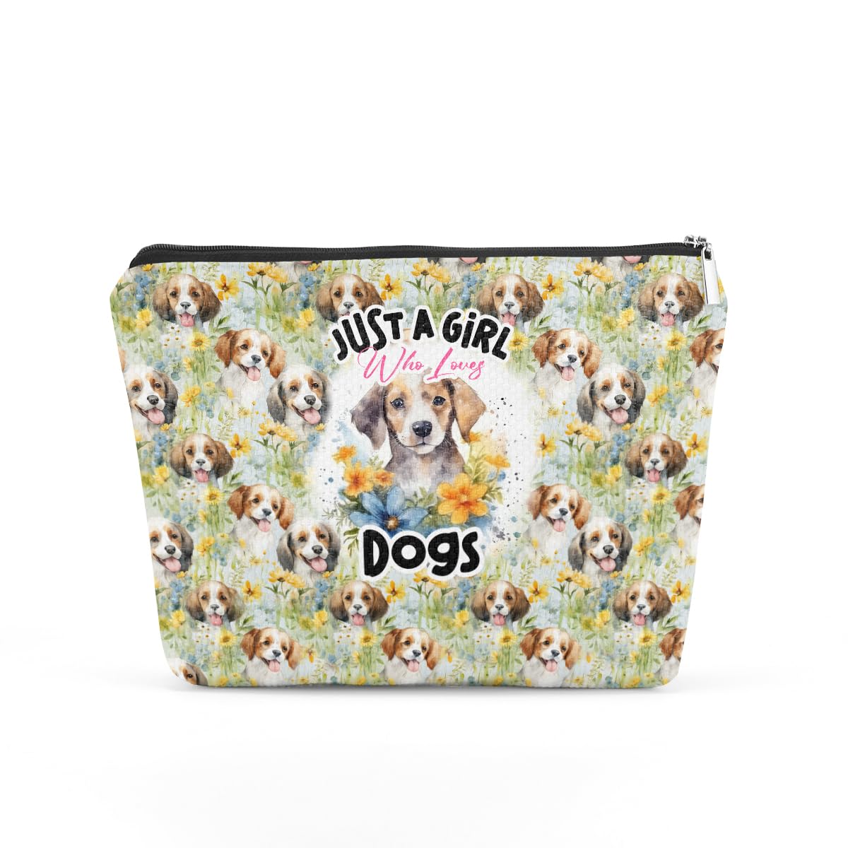 Funny Dog Themed Makeup Bag - Floral Cosmetic Travel Organizer for Dog Lovers, Women & Girls | Perfect Gift for Dog Owners, Moms, Friends, Nieces & Daughters | Great for Travel, Graduation & Birthday Presents