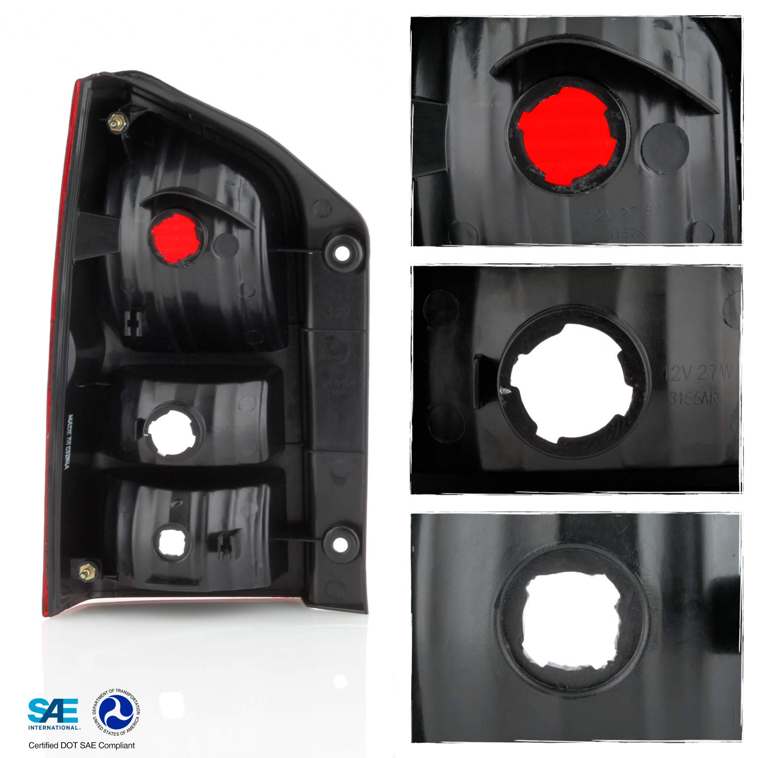 AKKON Chrome Red Clear Tail Lights Brake Lamps Pair - Compatible with 2005-2012 Nissan Pathfinder (Driver Left + Passenger Right) - Durable Replacement for Enhanced Visibility & Style - Perfect for Night Driving, Off-Road Adventures & Custom Car Upgrades