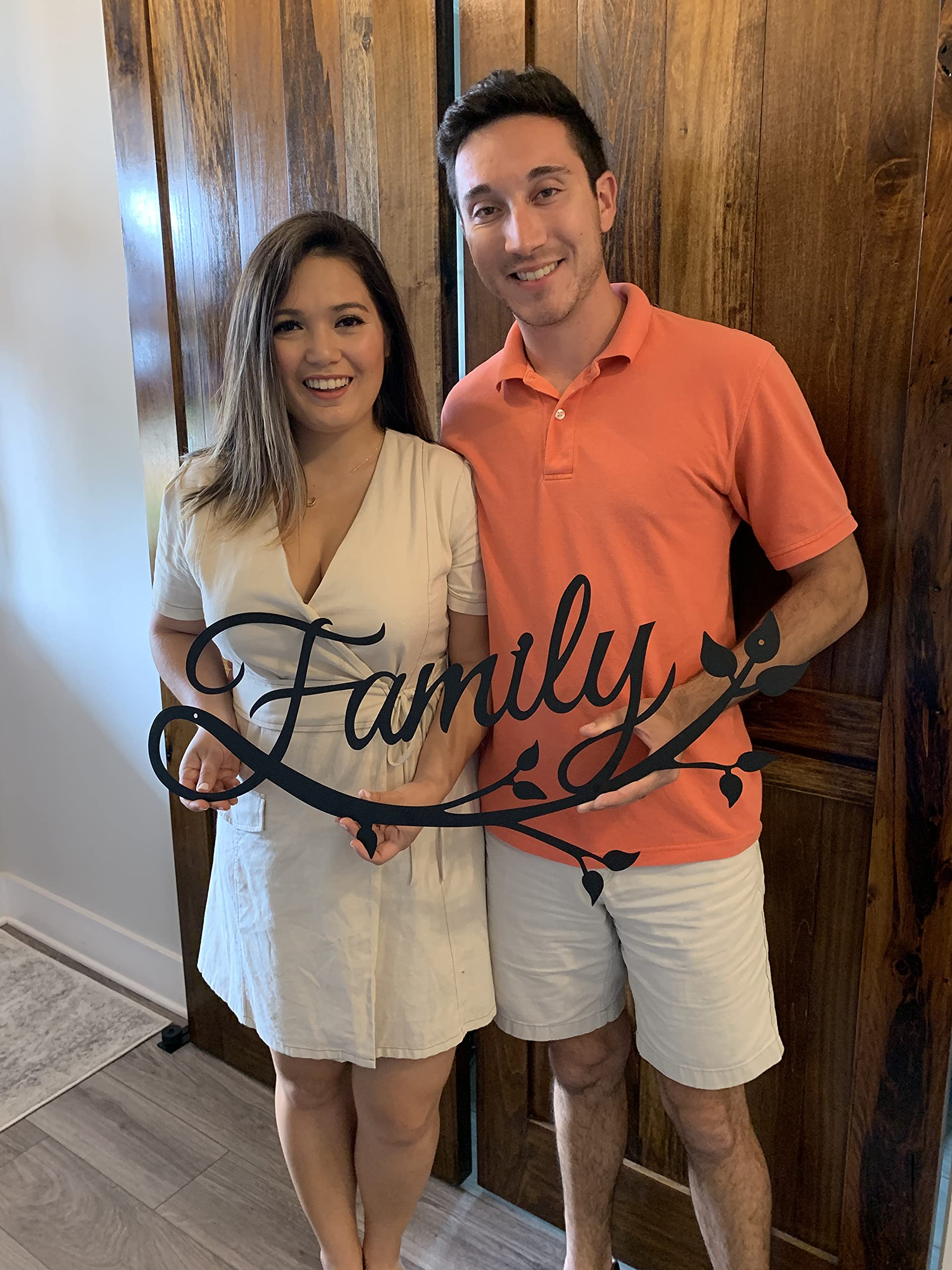 Riverside Designs Family Cursive Word Metal Wall Sign - Heavy Duty Home Decor for Living Room, Bedroom & Office - Made in USA - Black 36 Inch - Perfect for Farmhouse, Rustic & Modern Interior Design