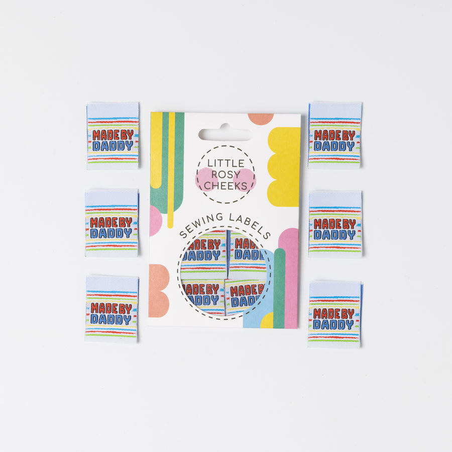 Little Rosy Cheeks Pack of 6 Custom Sewing Labels - Handmade by Dad | Perfect for Baby Clothes, DIY Crafts & Personalized Gifts