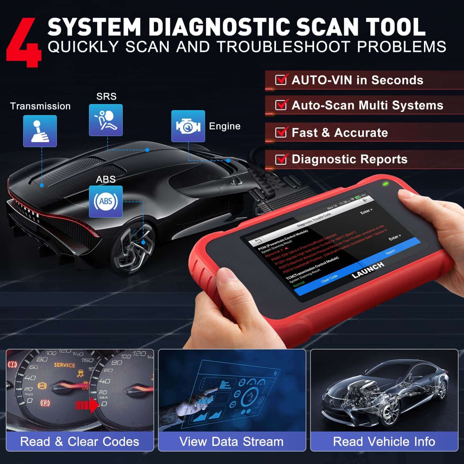 2025 Upgraded LAUNCH CRP123E V2.0 OBD2 Scanner - Professional Automotive Diagnostic Tool for Engine, ABS, SRS, Transmission | 7 Reset Functions (Oil, Throttle, SAS, BMS, EPB, DPF, ABS Bleeding) | Battery Test | FCA SGW Bypass | Lifetime Free Updates | Perfect for Mechanics & DIY Car Repair