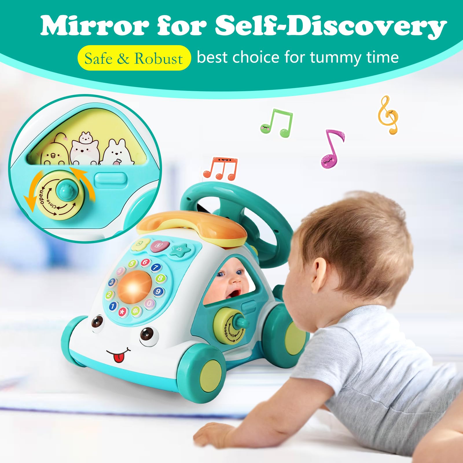 **Baoli Baby Toddler Crawling Toy - Interactive Steering Wheel with Music, Lights & Phone for Boys & Girls 6-18 Months | Early Learning Educational Toy for 1-2 Year Olds | Perfect Gift for Birthdays & Playtime**