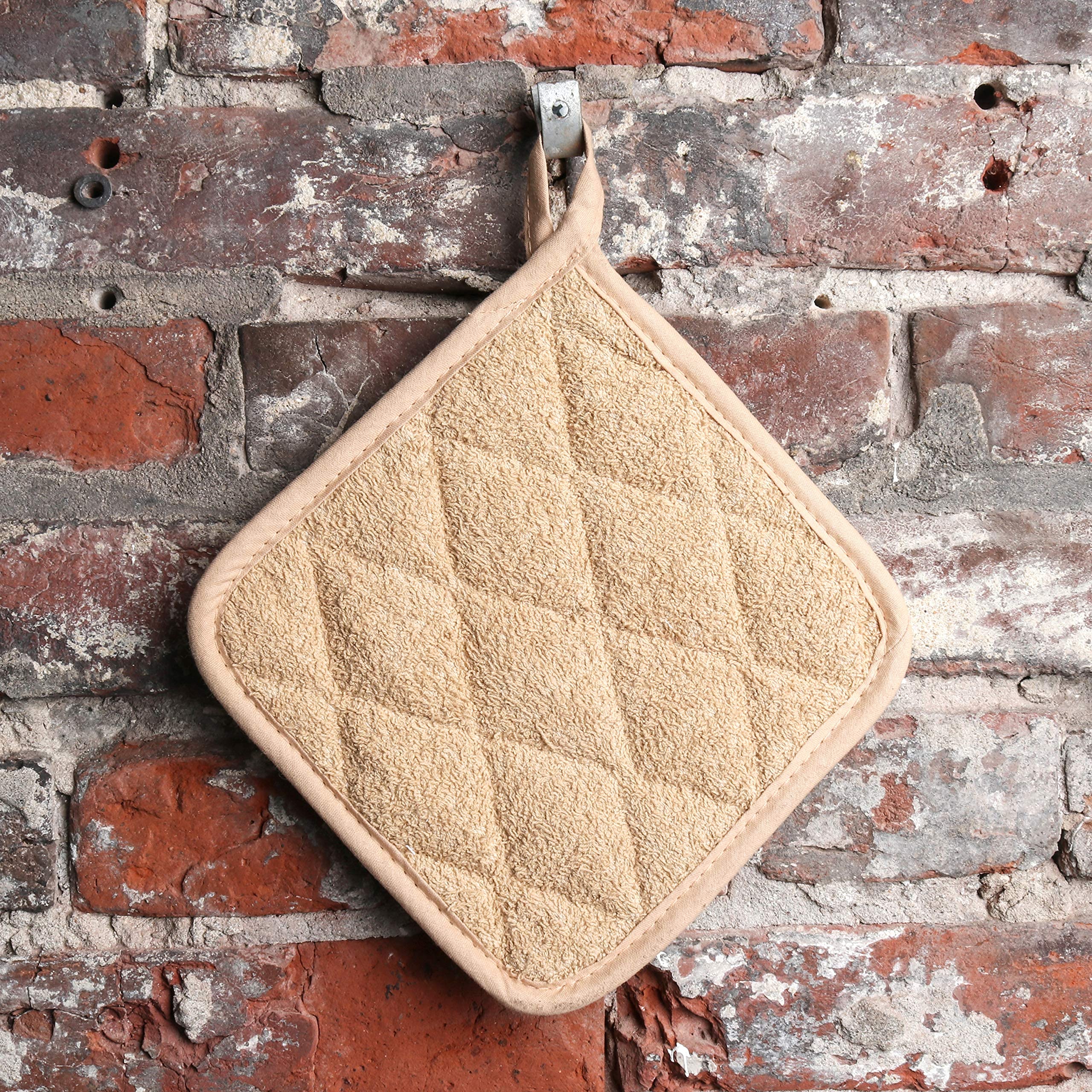 **Arkwright Heat Resistant Pot Holders Set of 12 - 7x7 Inch Square Hot Pads for Kitchen, Oven, Cooking & Baking - Professional Grade Washable Cotton Coasters in Tan - Perfect for Grilling, Serving & Home Decor**