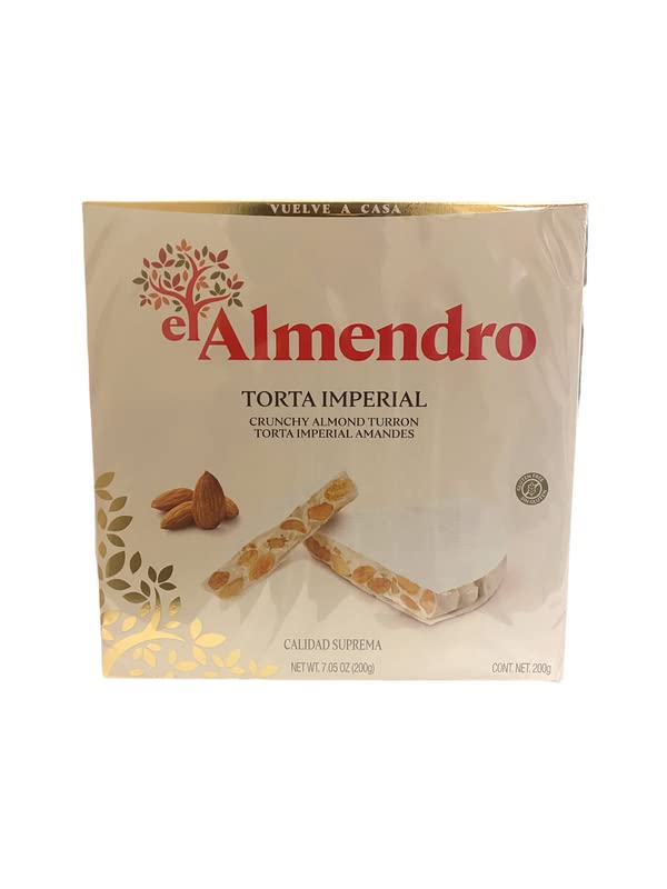 El Almendro Turron Torta Imperial 200g - Pack of 6 Spanish Almond Nougat Bars | Gourmet Holiday Gift, Christmas Treat & Dessert for Parties & Family Gatherings