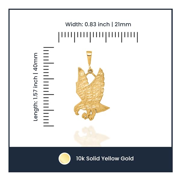 10K Solid Yellow Gold Eagle Pendant Necklace - Symbol of Strength & Freedom - Handcrafted Hawk Bird Charm for Men & Women - Perfect for Gifts, Anniversaries, and Everyday Wear